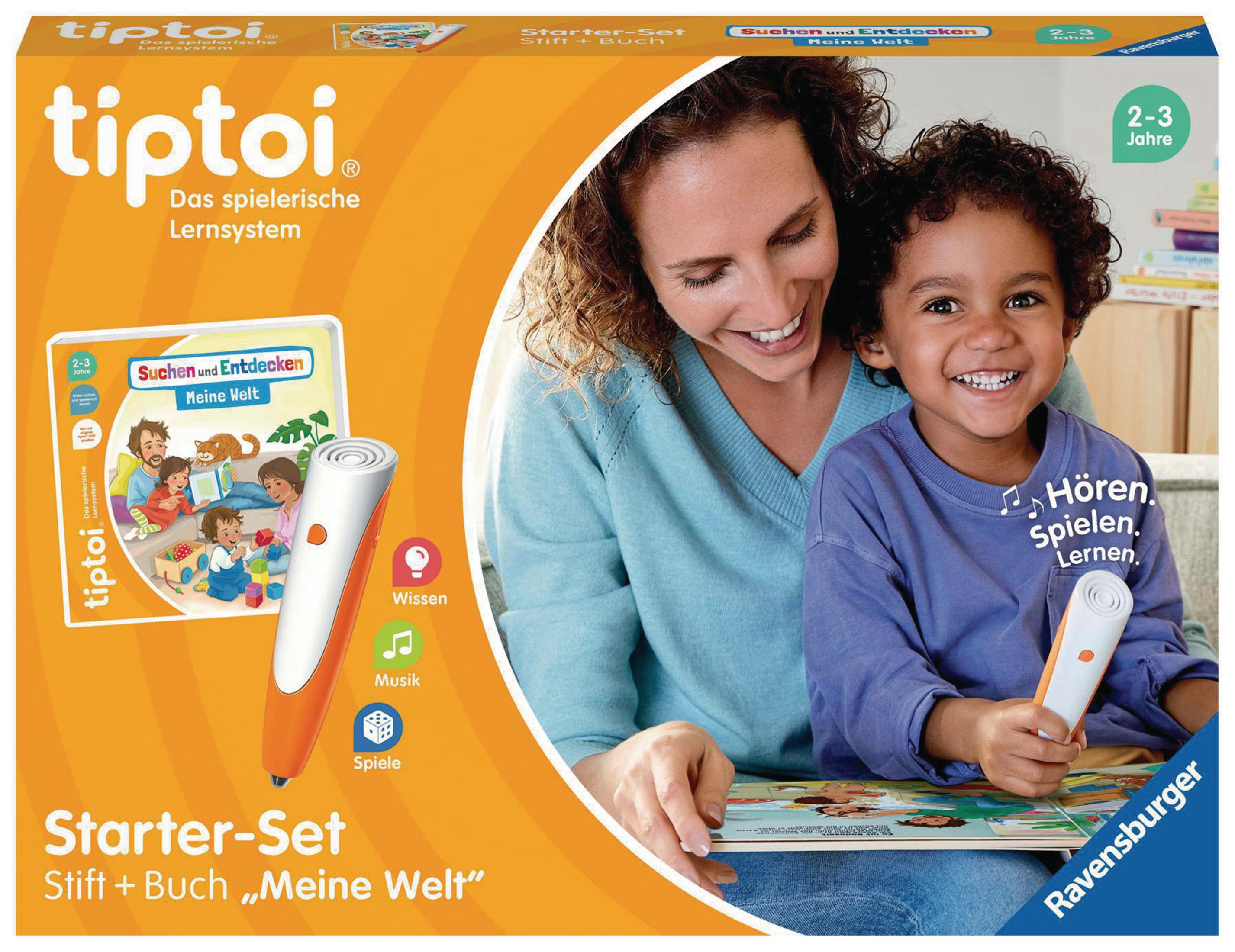 Tiptoi Starter-Set mit Stift und Buch, eine Frau und ein Kind lächeln.