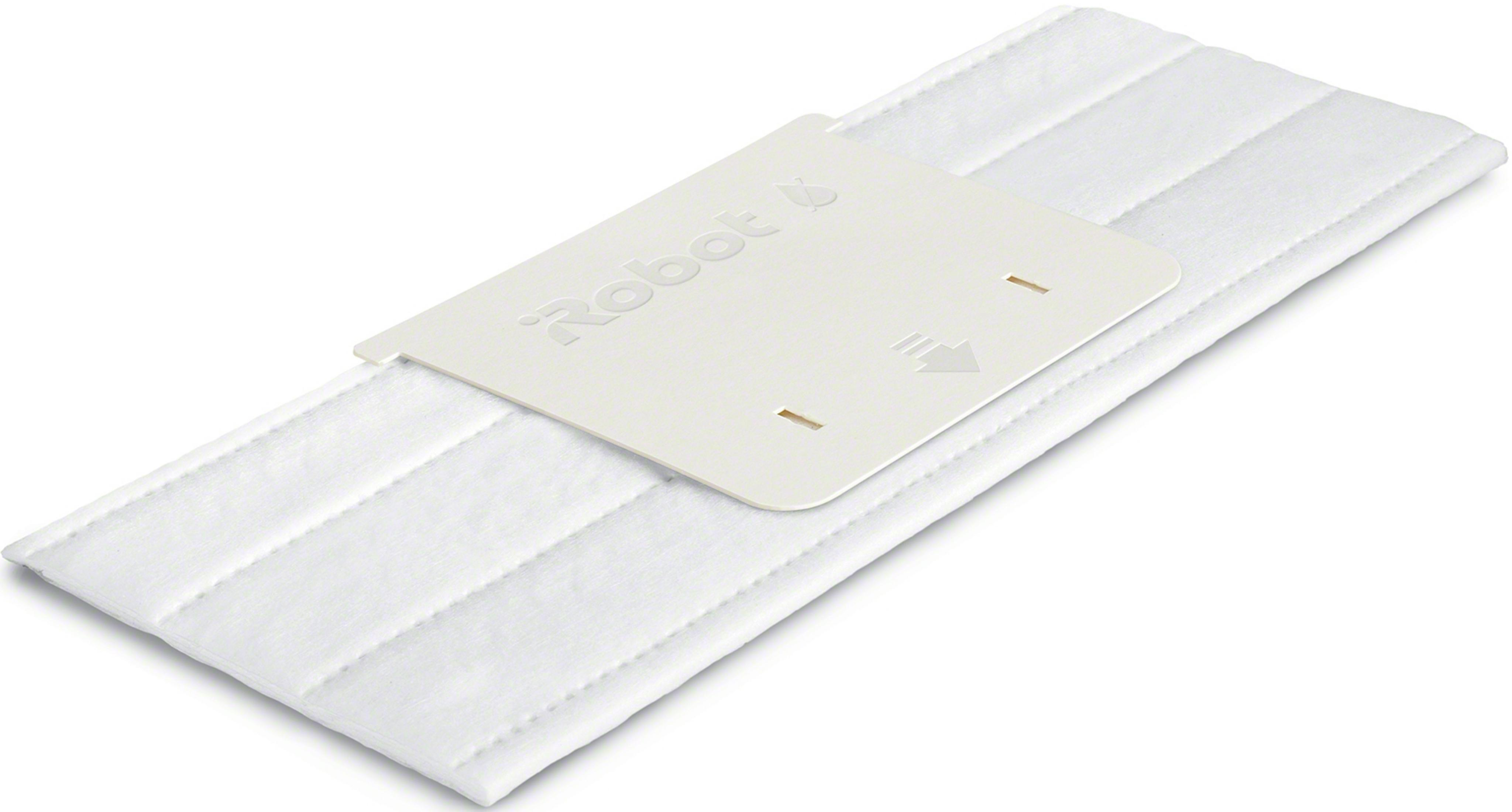 Mopa blanca con soporte de plástico y logo 'Robot'.