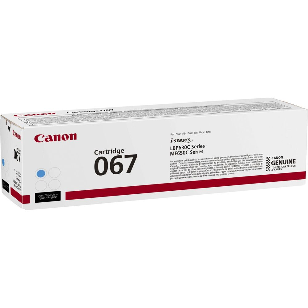 Toner Canon 067, seria LBP630C/MF650C, biały z czerwonymi akcentami.