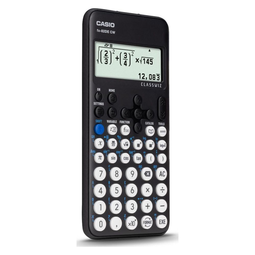 Czarny kalkulator naukowy Casio z wyświetlaczem i klawiaturą.