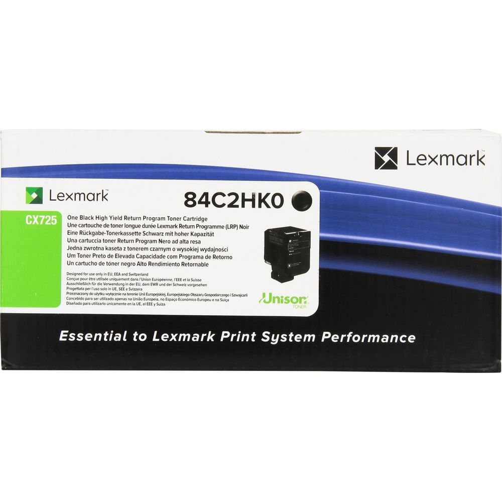 Cartucho de tóner Lexmark CX725 negro, alto rendimiento, 84C2HKO.