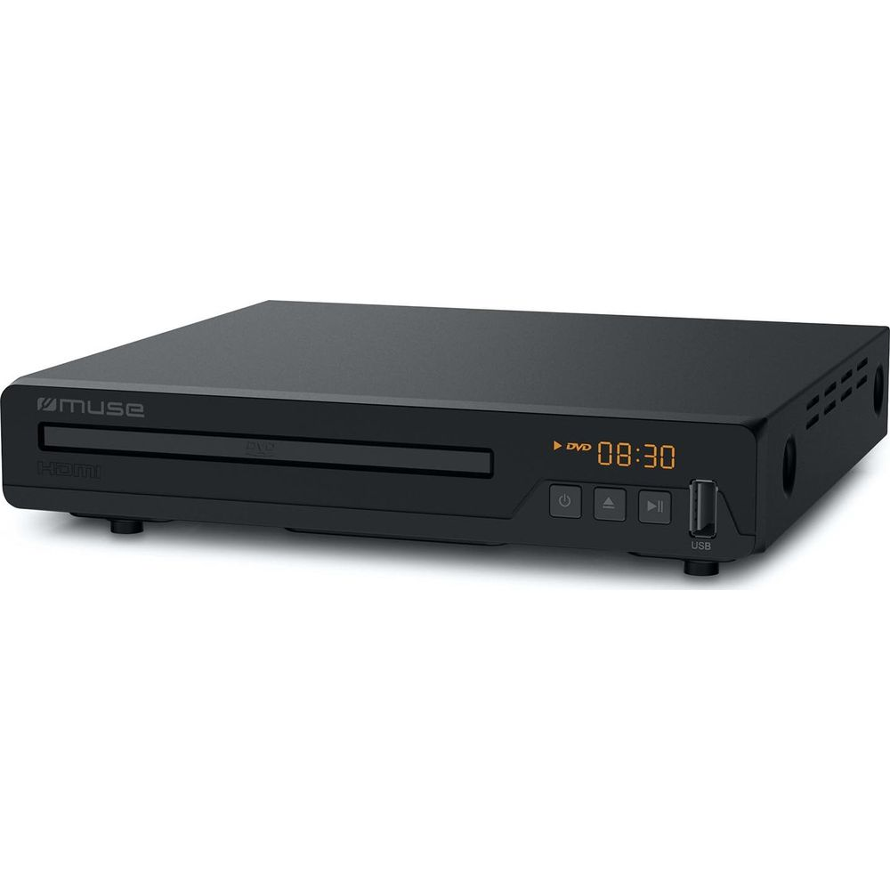 Schwarzer DVD-Player mit digitaler Anzeige zeigt 08:30 an.