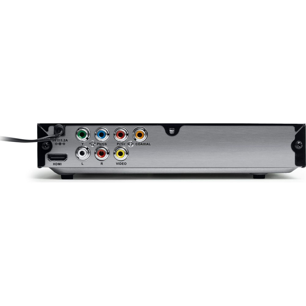 Rückseite eines Geräts mit Anschlüssen wie HDMI, Y, Pb/Cb, Pr/Cr, Coaxial, L, R und Video.