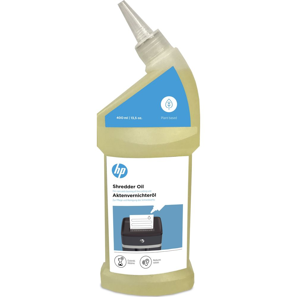 Flacone olio HP per distruggidocumenti con applicatore. 400 ml.