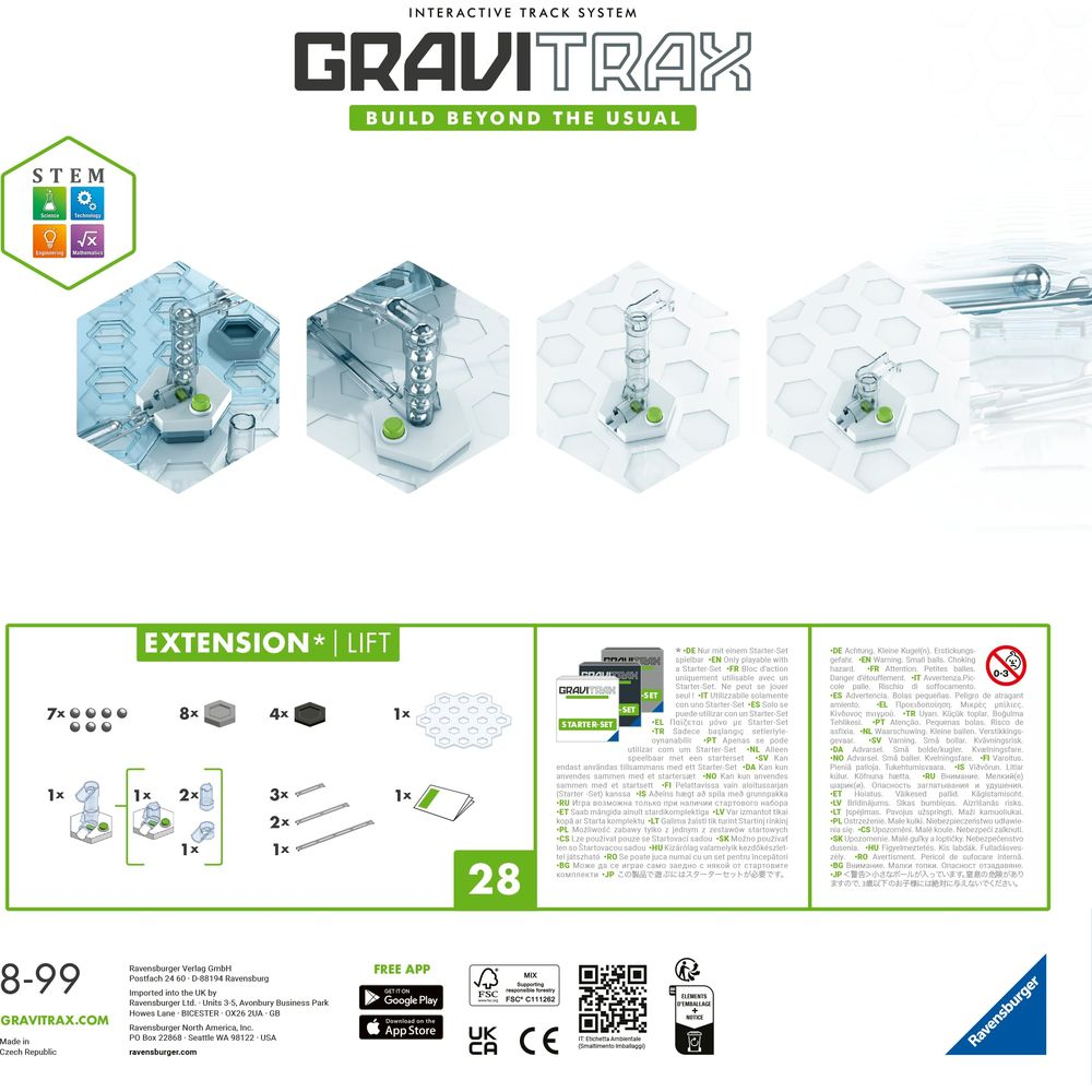 Estensione GraviTrax "Lift" con binari, sfere ed ascensore.