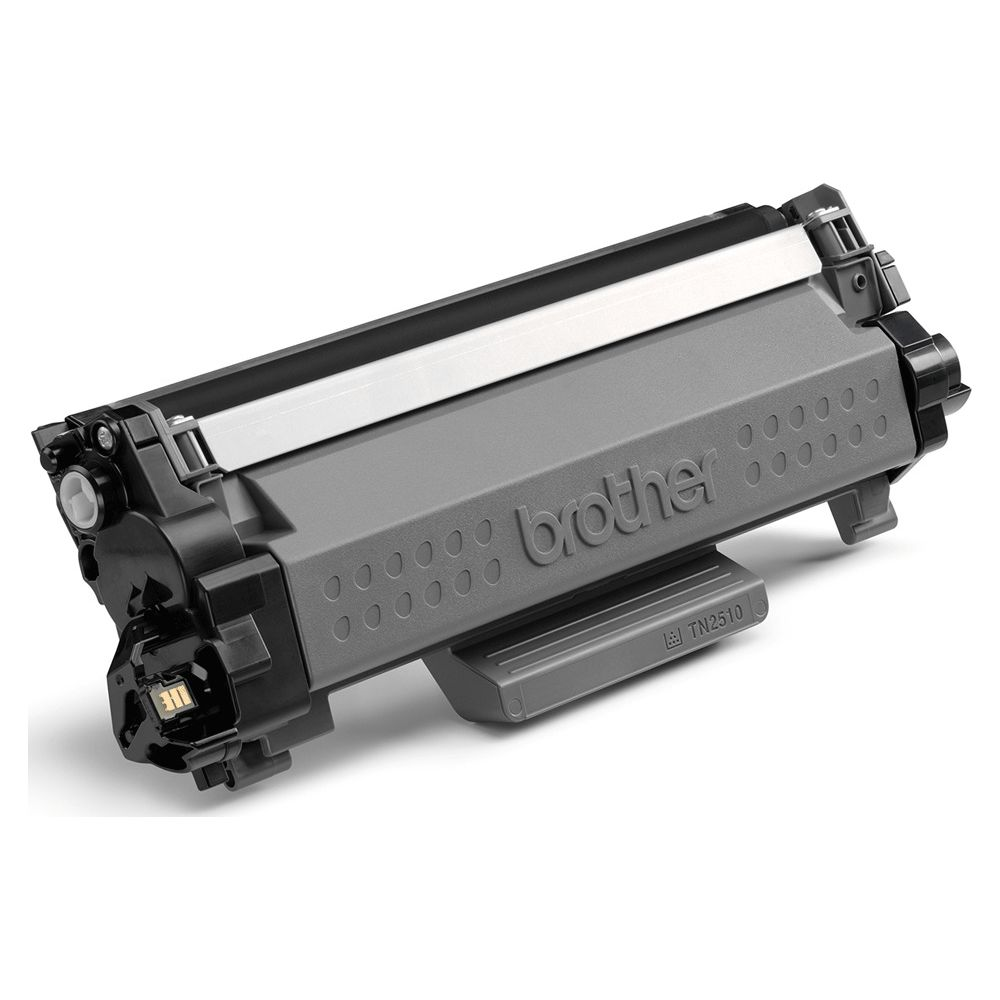 Szara kasetta z tonerem Brother TN2510 z widocznymi detalami i tekstem.