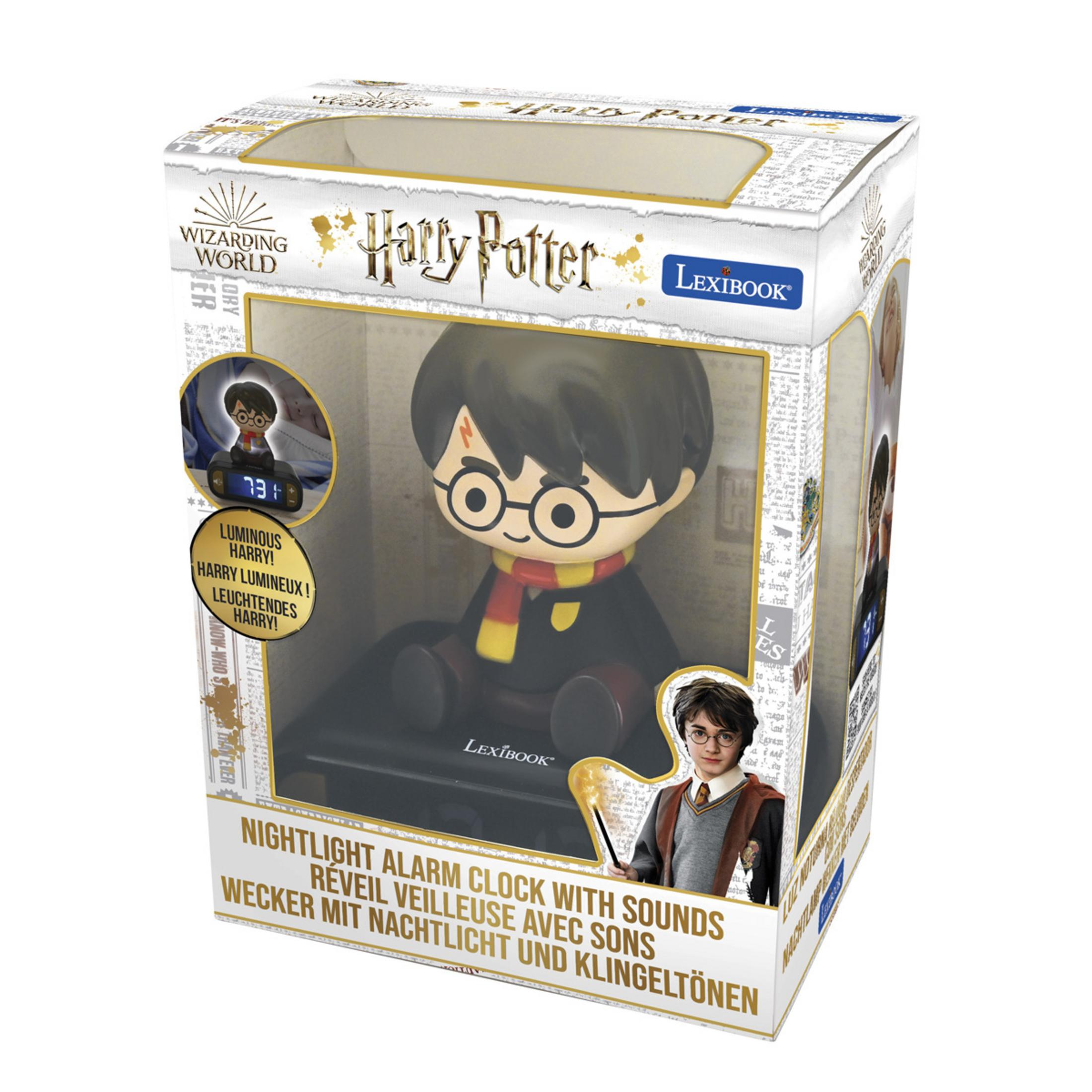 Scatola di una sveglia con luce notturna di Harry Potter con figura.