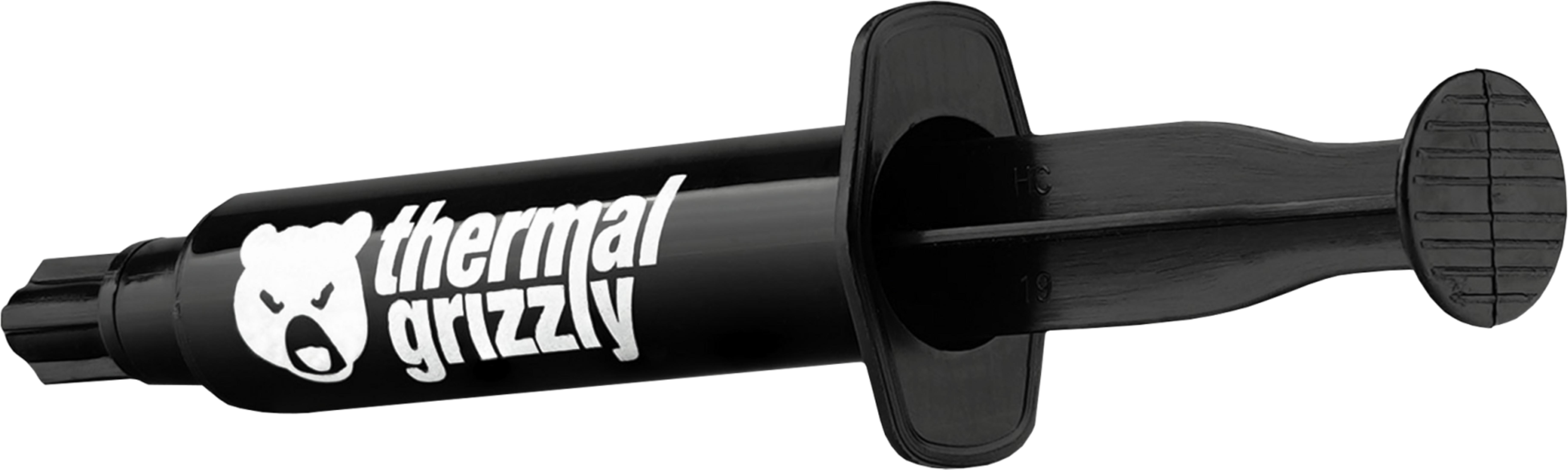 Beyaz Thermal Grizzly logosu ve ayı başı grafiği olan siyah aplikatör.