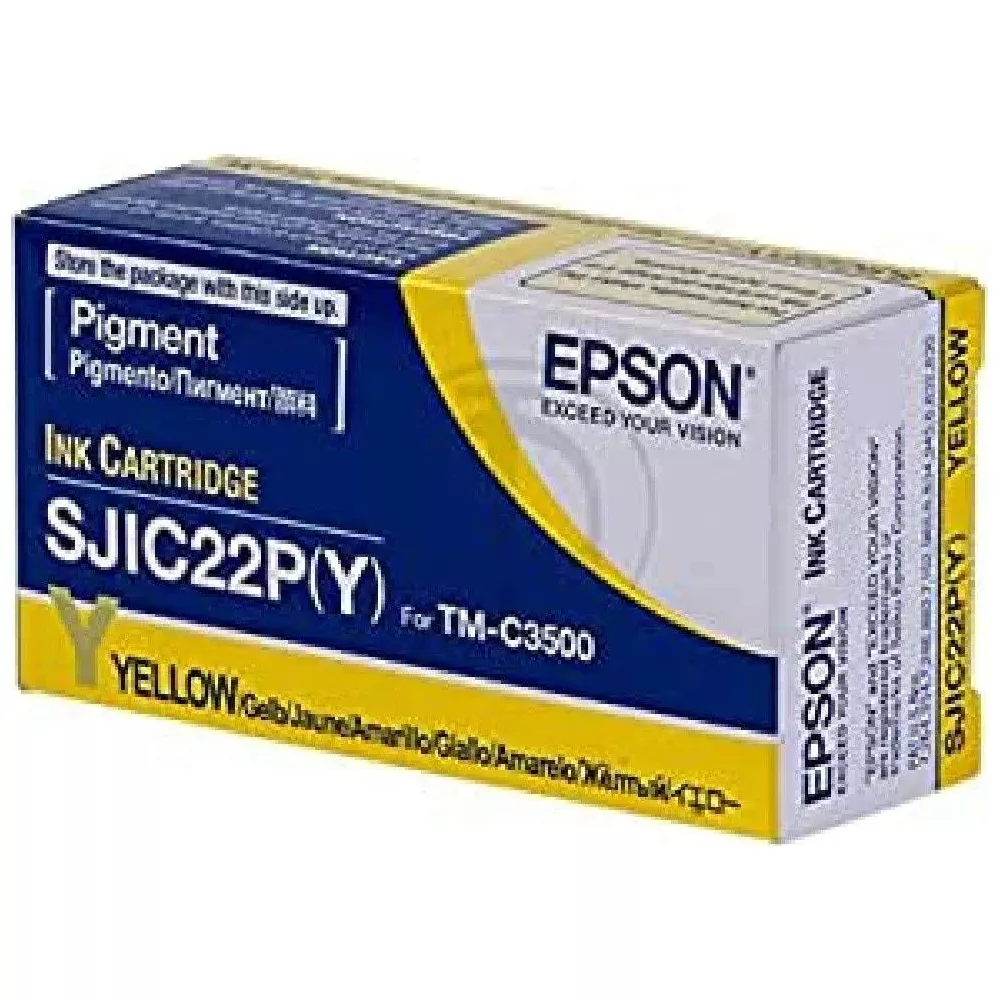 Cartucho de tinta pigmentada Epson SJIC22P(Y) amarillo para TM-C3500.
