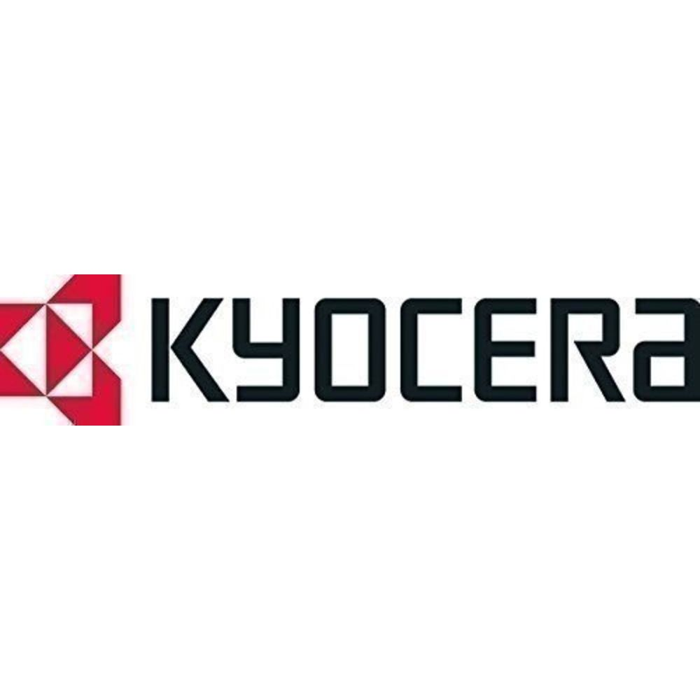 Kyocera-Logo: Rotes Muster links, schwarzer Text rechts.