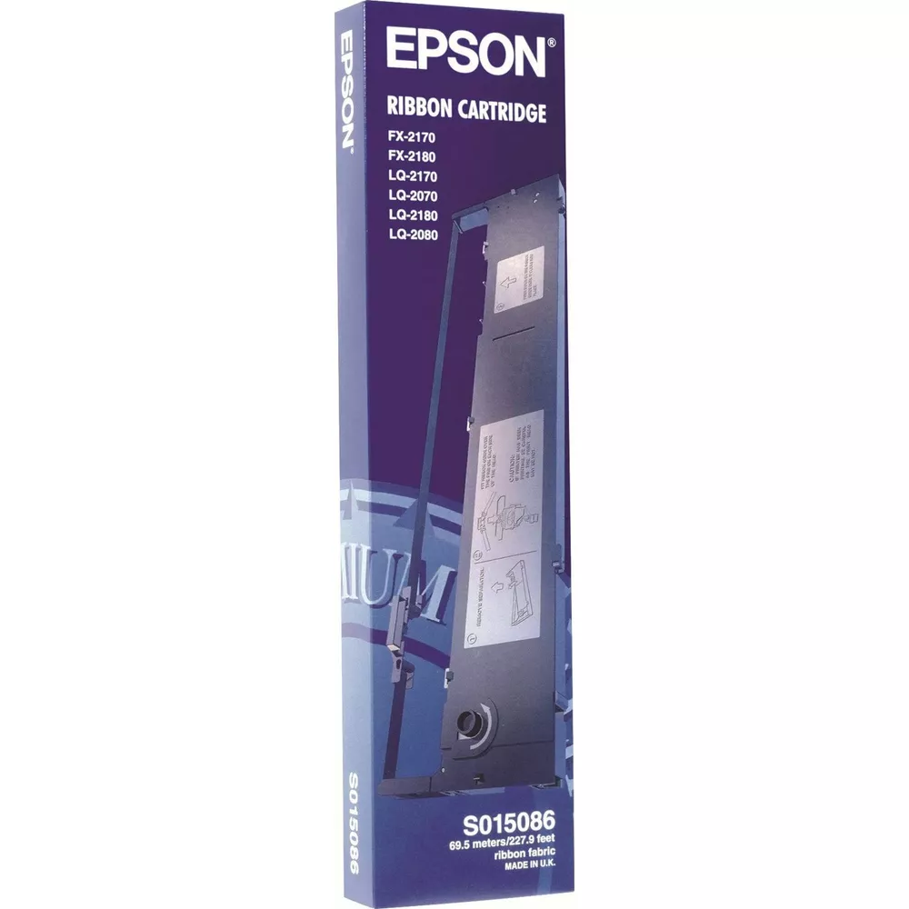 Cartuccia nastro Epson S015086 per stampanti, 69.5m, Made in UK.