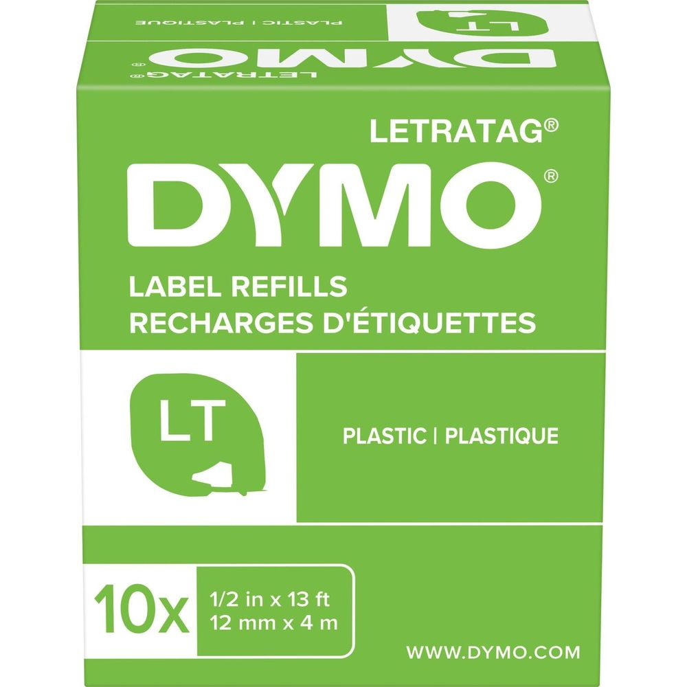 Verpackung von DYMO LT Etikettenrollen, grün mit weißer Schrift.