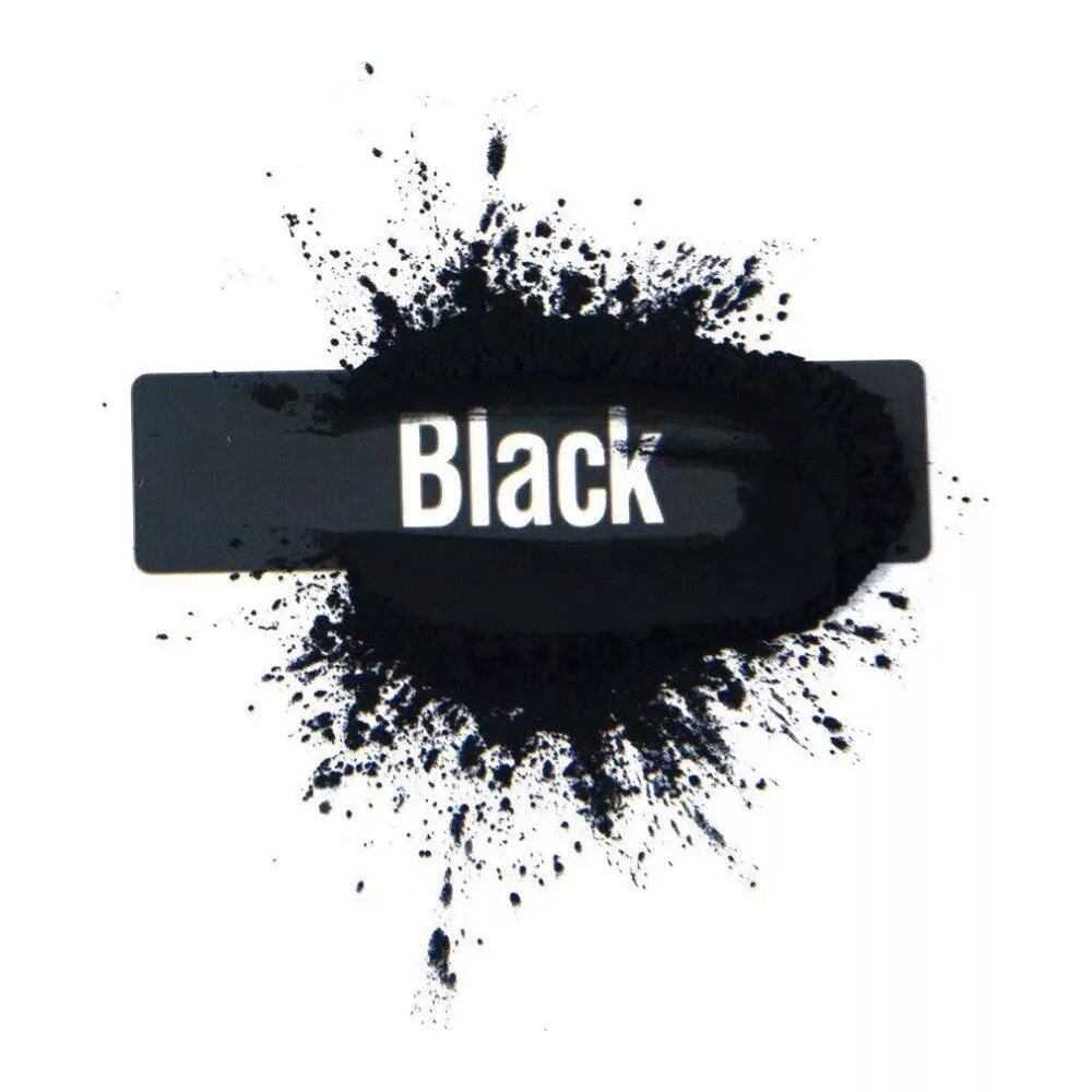 Czarny proszek pigmentowy ze słowem Czarny.