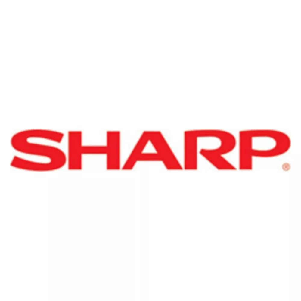 Il logo mostra la parola SHARP in rosso su sfondo bianco.