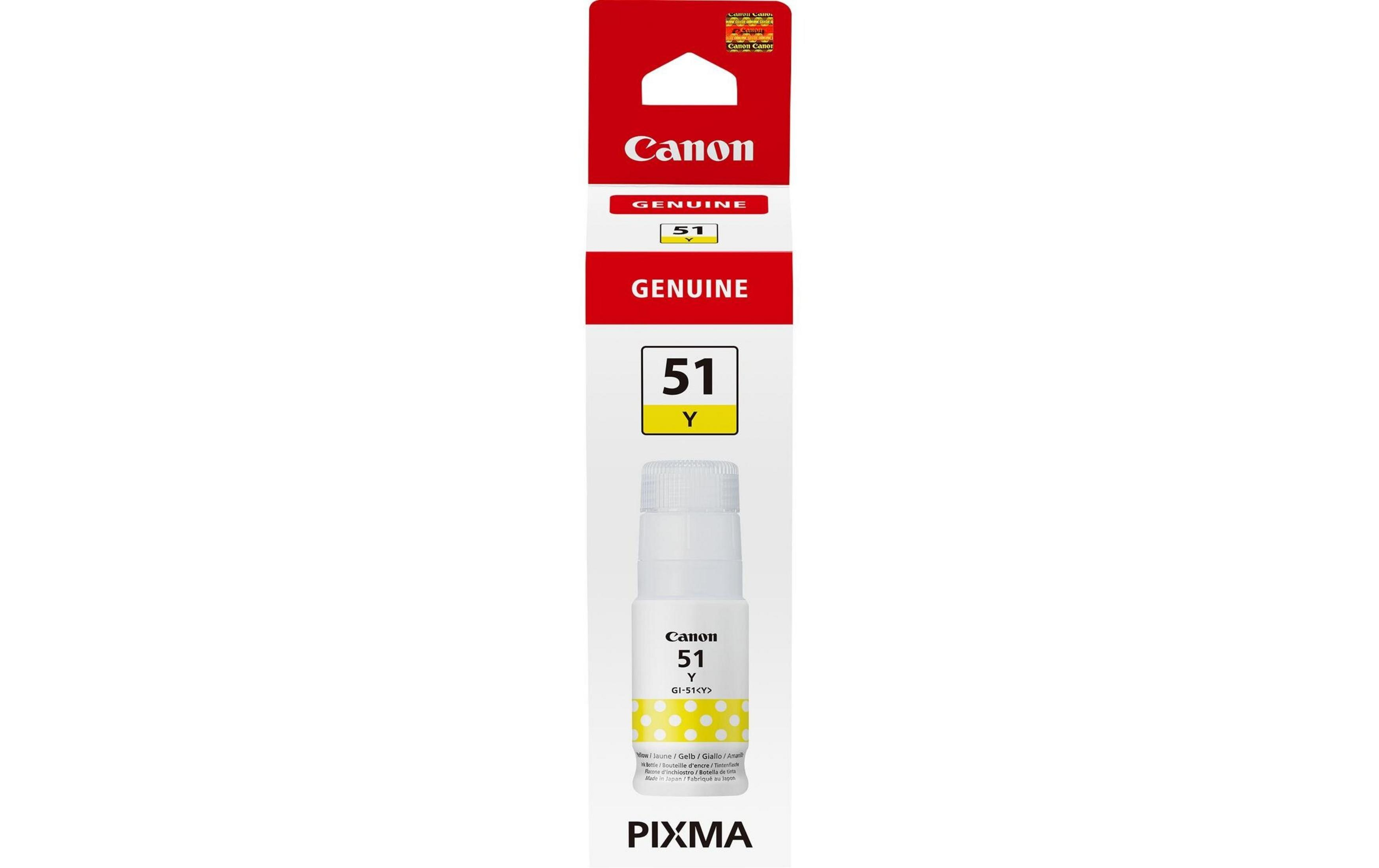 Żółty tusz Canon 51 Y z logo PIXMA.