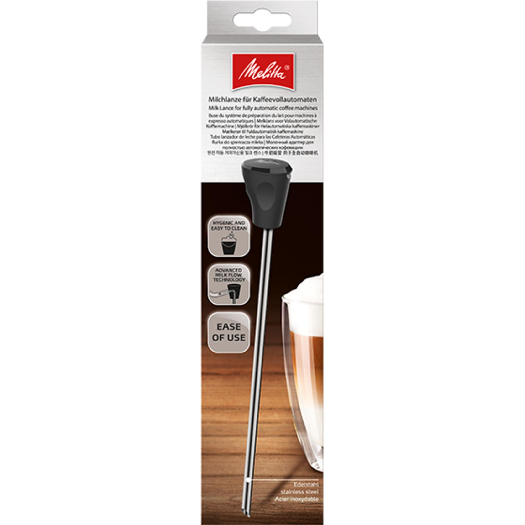 Melitta Milchlanze für Kaffeevollautomaten aus Edelstahl.