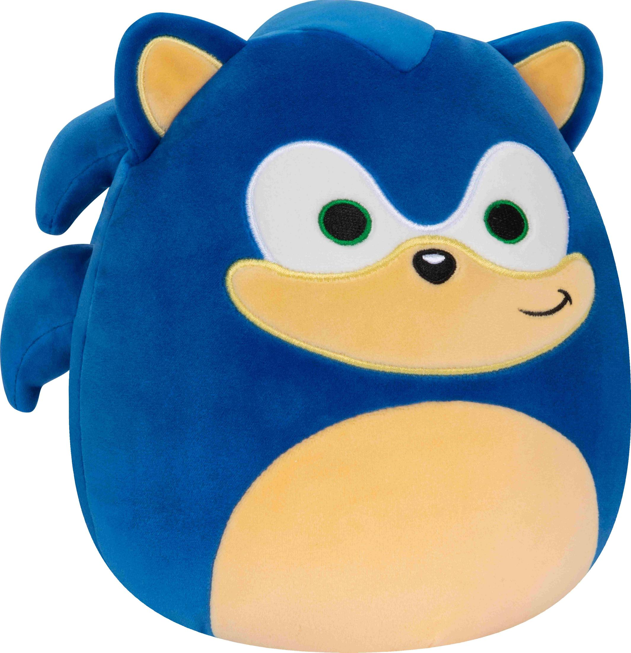 Blauer Sonic-Igel-Plüsch mit gelbem Bauch und Ohren.