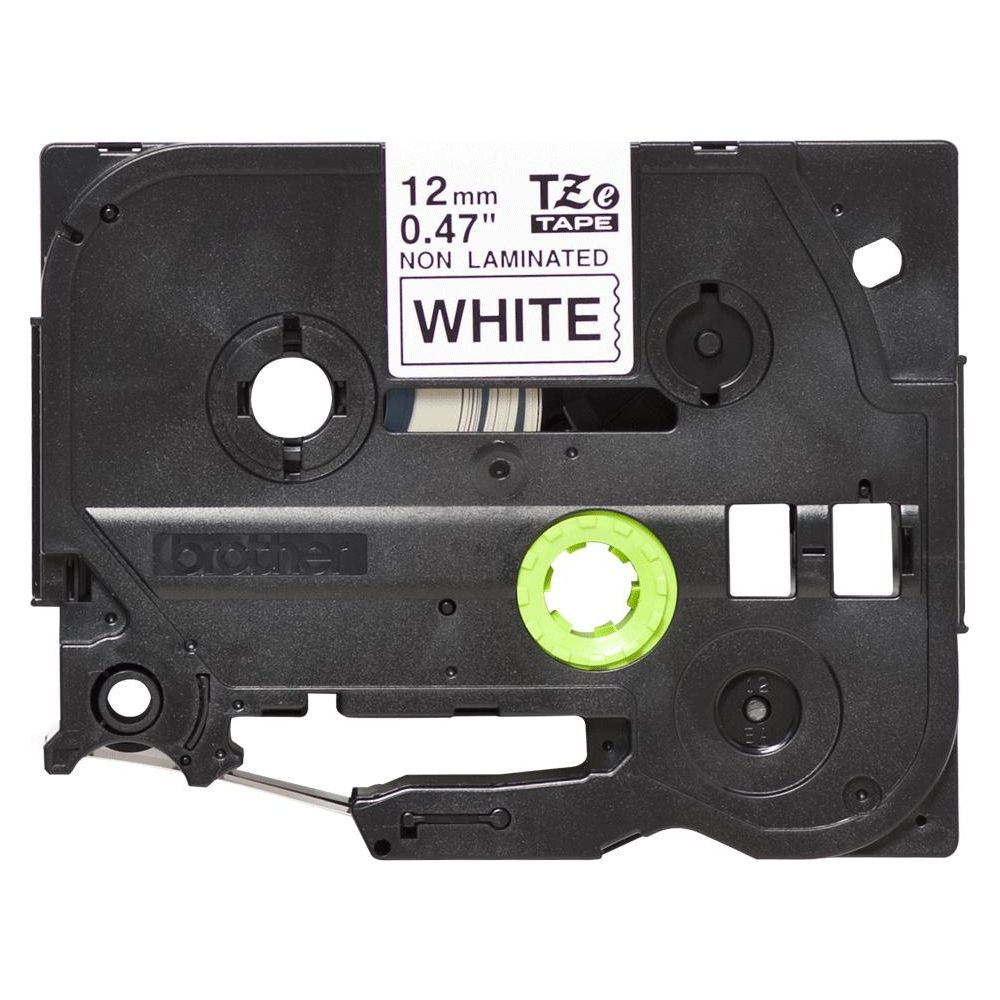 Schwarze Brother TZe-Kassette mit weißem Band, 12mm, 0,47 Zoll.