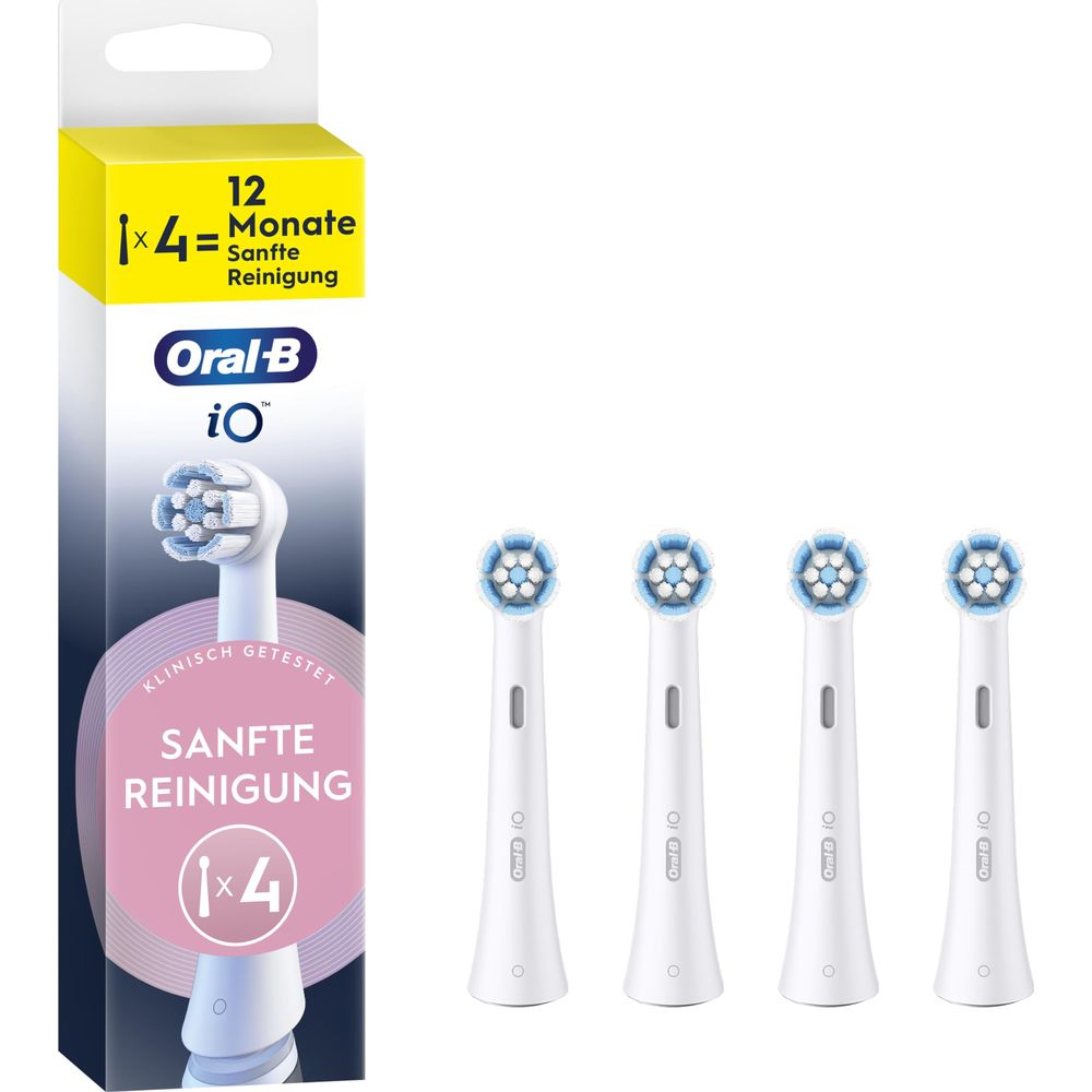 Oral-B iO Zahnbürstenköpfe: 4er-Pack für sanfte Reinigung, klinisch getestet.