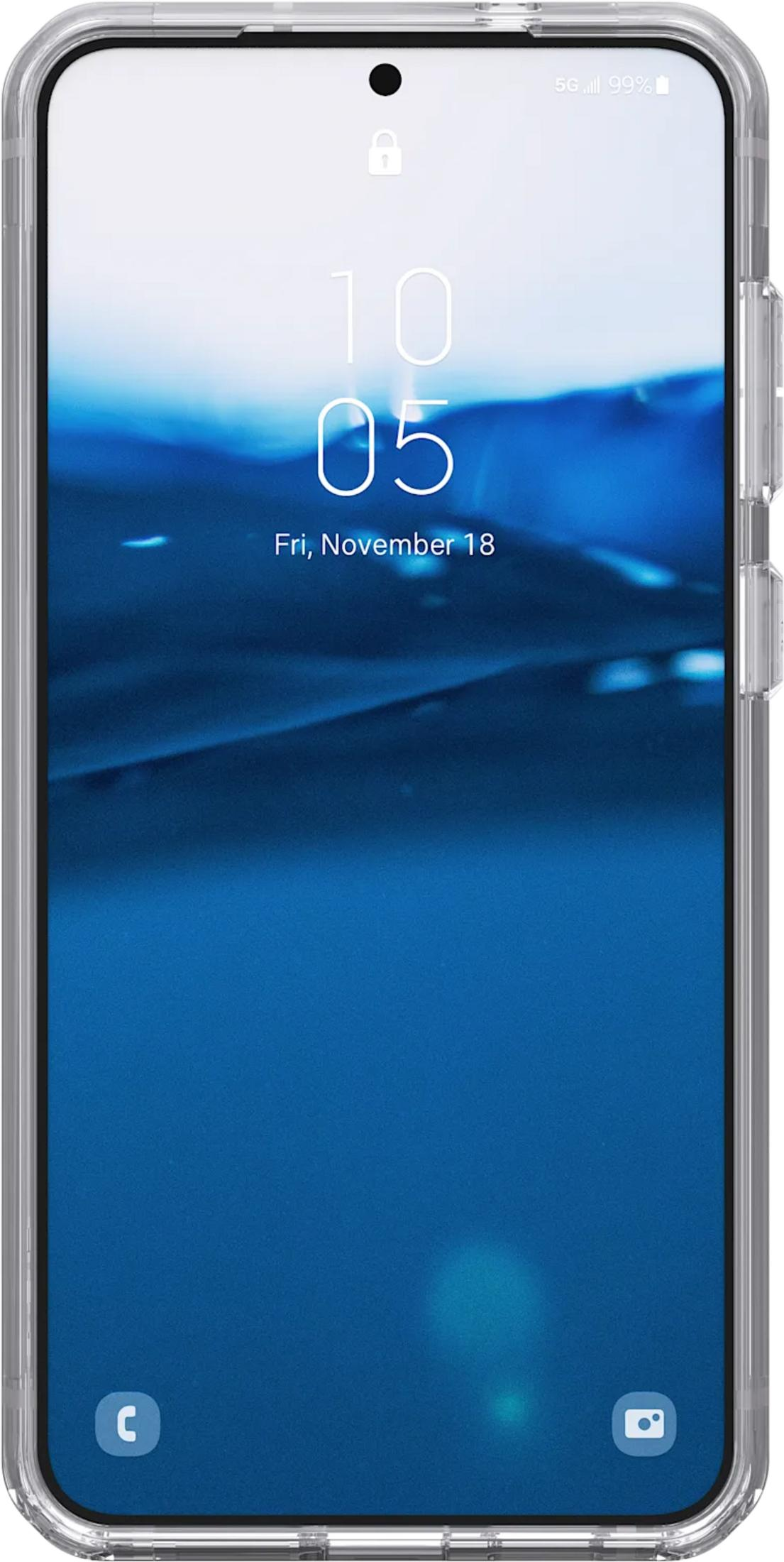 Ein Smartphone mit einem blauen Hintergrundbild und der Uhrzeit 10:05.