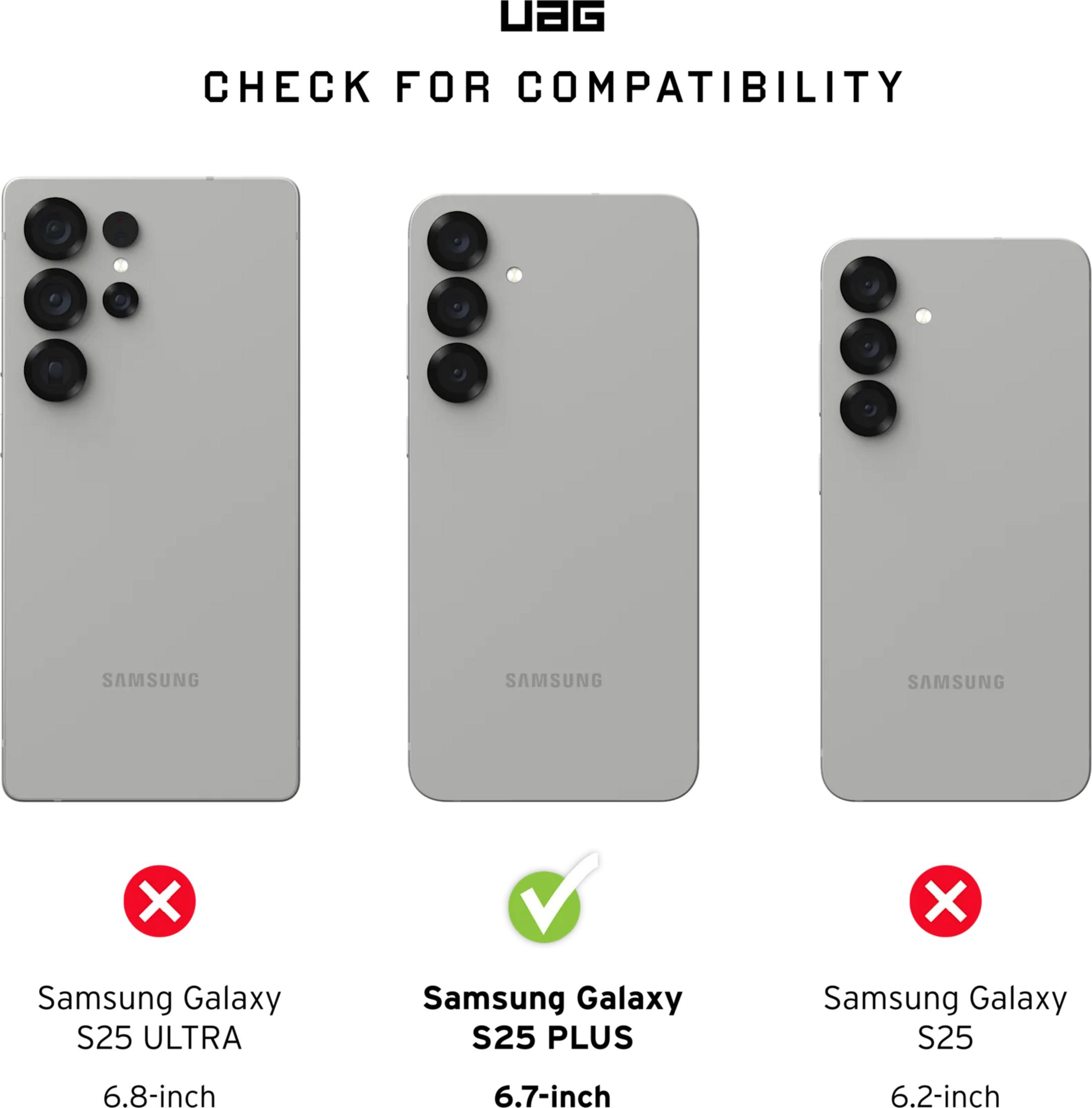 Drei Samsung Handys: ULTRA (4 Kameras), PLUS (3 Kameras), S25 (3 Kameras).