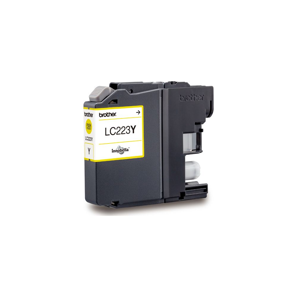 A yellow Brother LC223Y inkjet ink cartridge against a white background.