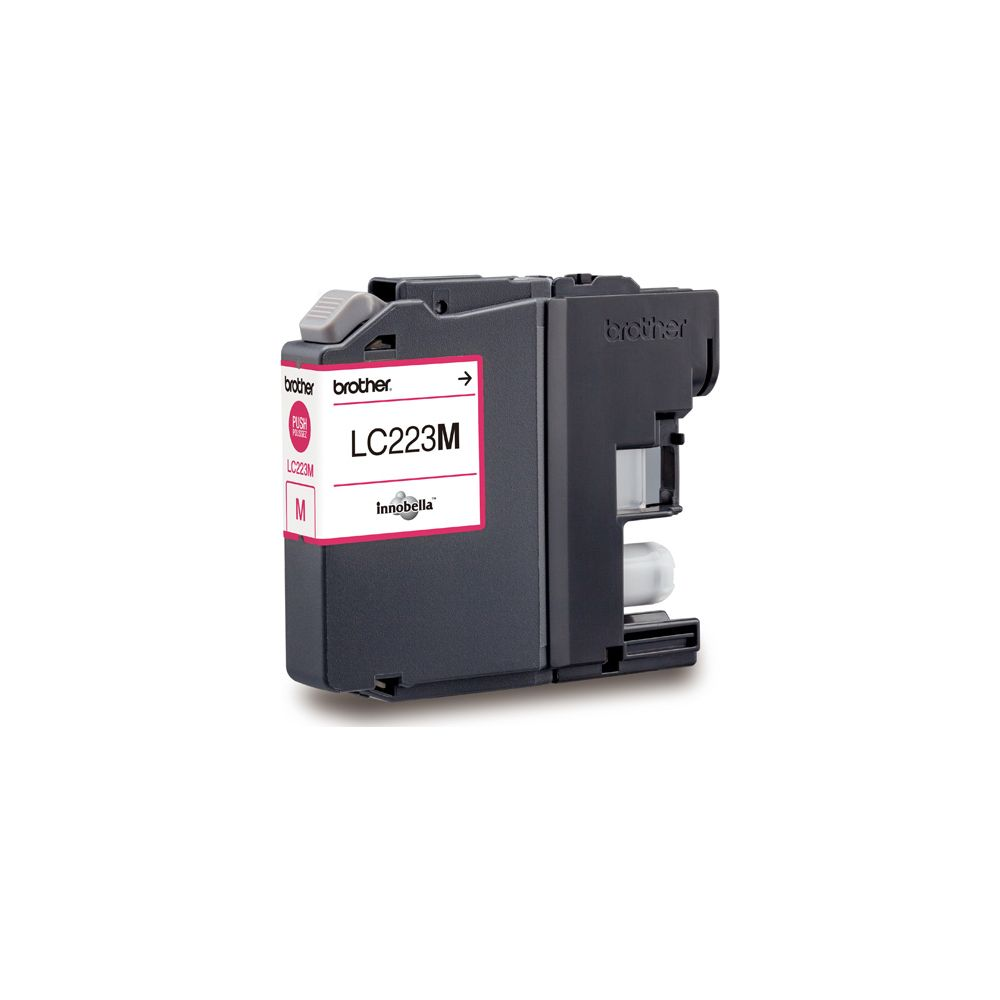 Black ink cartridge with pink label, model LC223M.