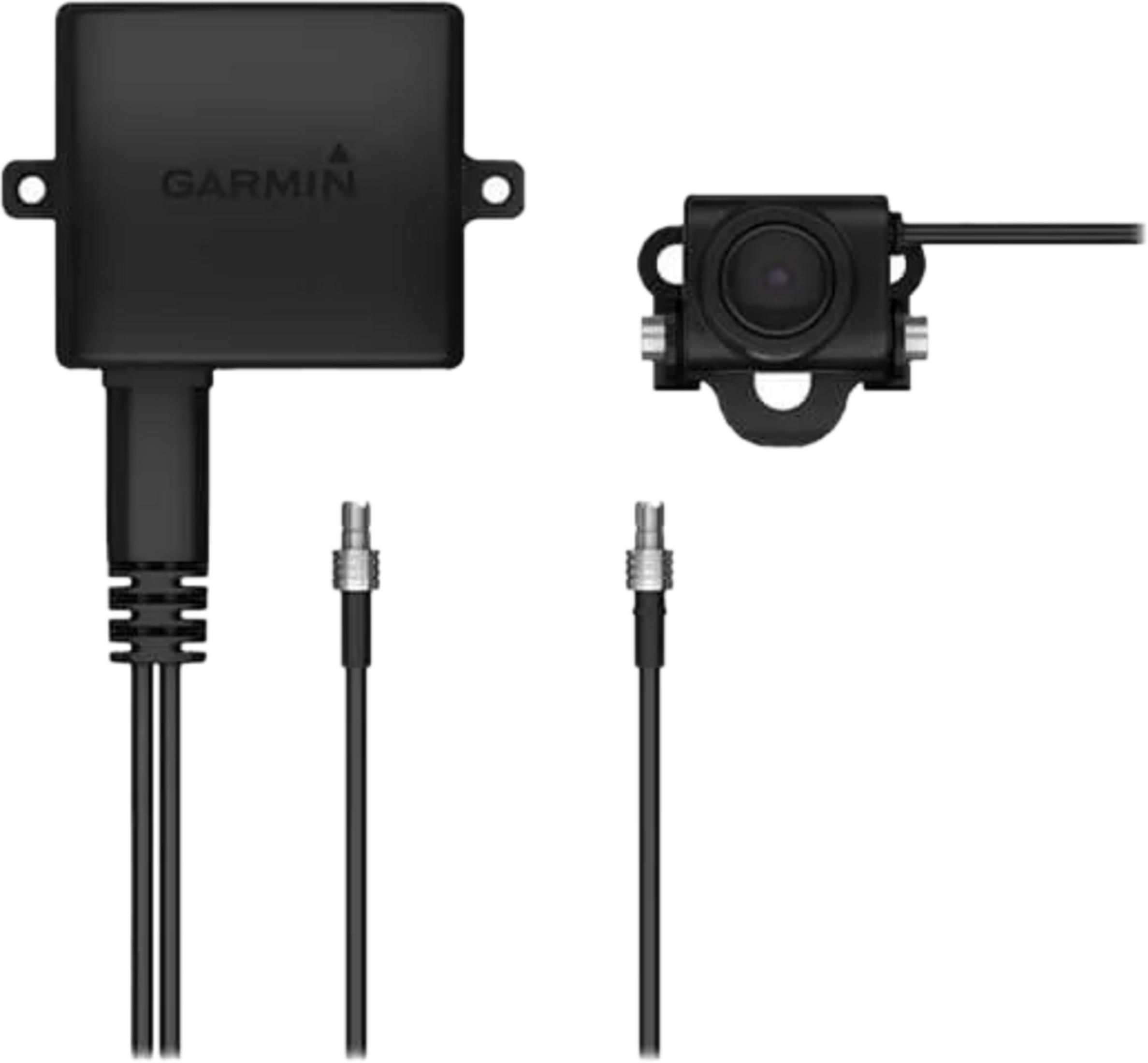 Module caméra Garmin noir avec câbles et connecteur.