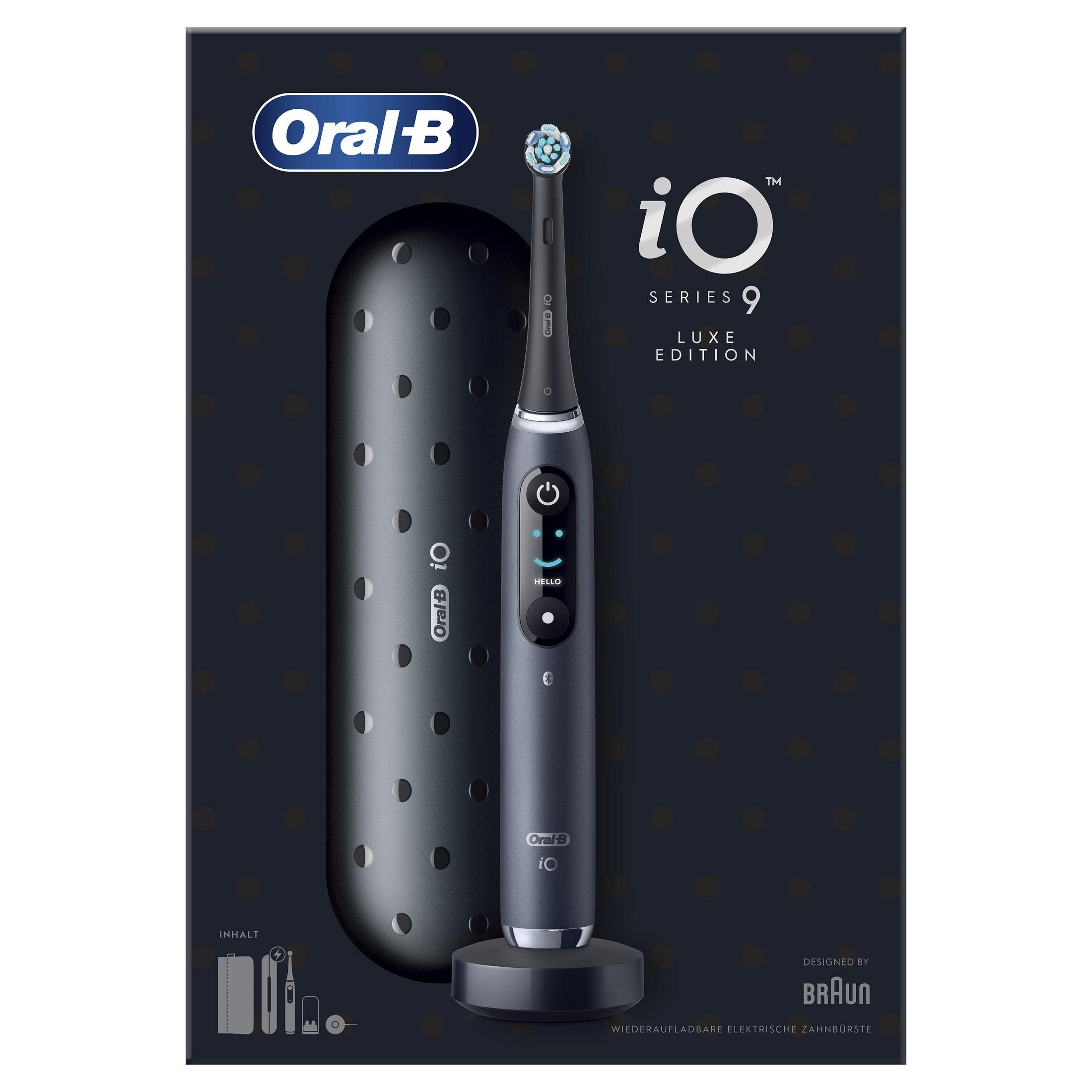Ciemna szczoteczka elektryczna Oral-B iO Seria 9 Luxe Edition.