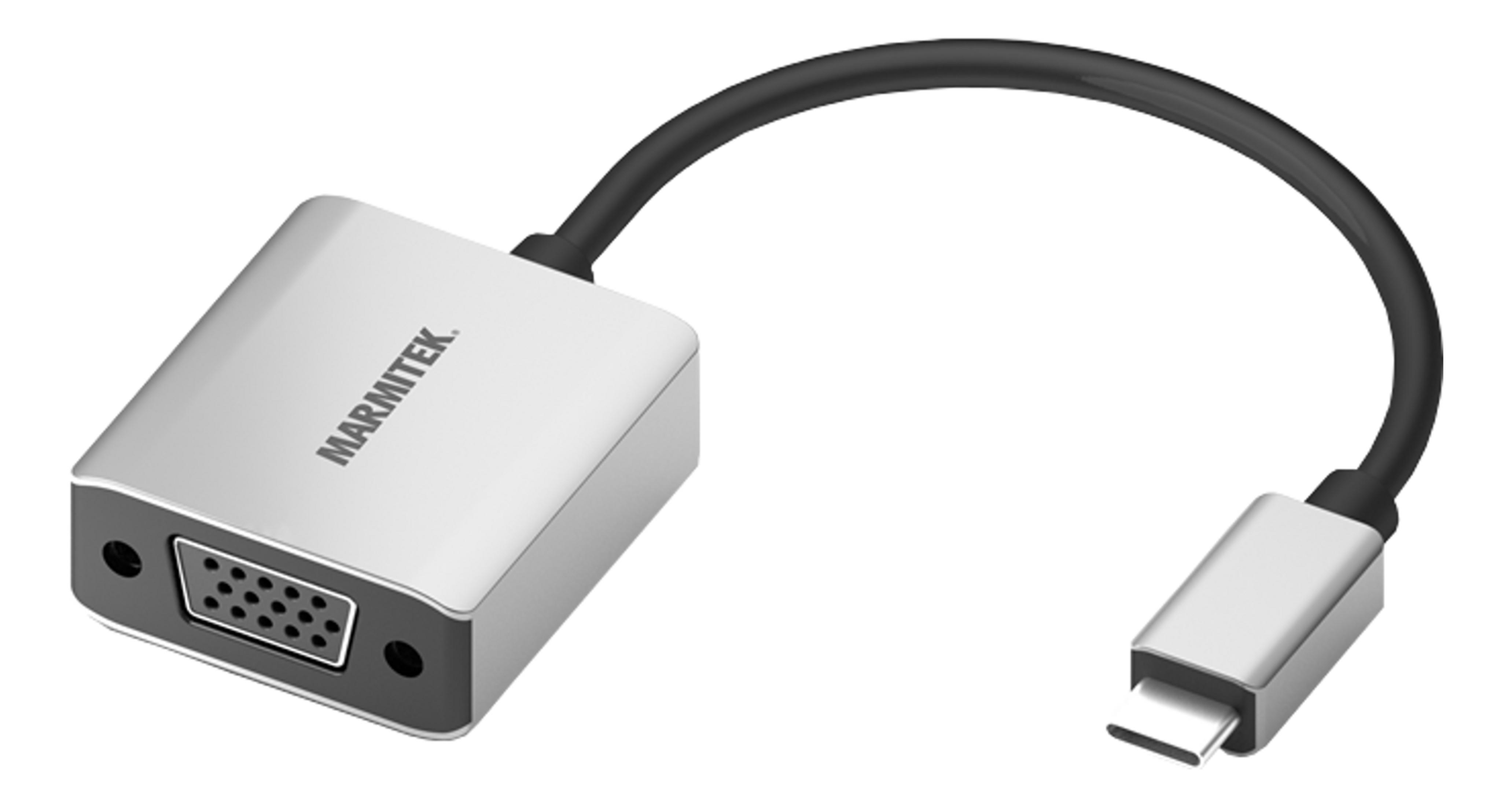 Adattatore Marmitek con porta VGA e connettore USB-C.