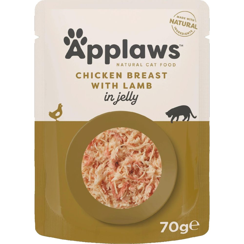 Applaws Katzenfutter: Hähnchenbrust mit Lamm in Gelee, 70g.