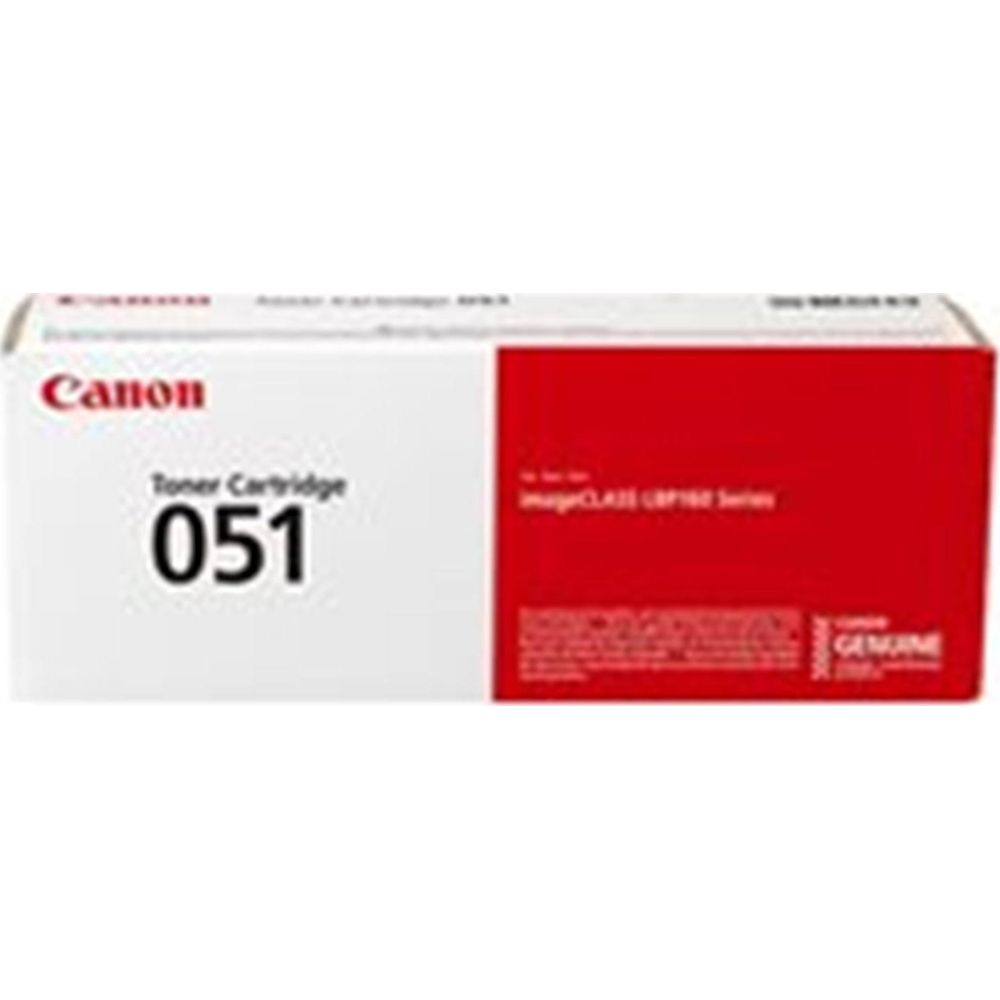 Pudełko z tonerem Canon 051 w kolorze czerwono-białym. Produkt oryginalny.