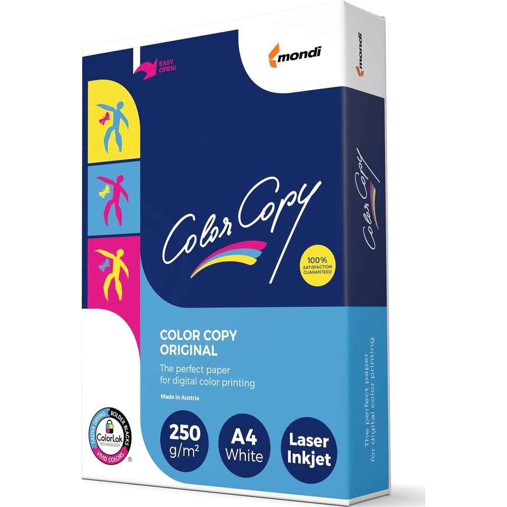 Verpackung von Color Copy Papier mit Mondi-Logo und Aufdruck.