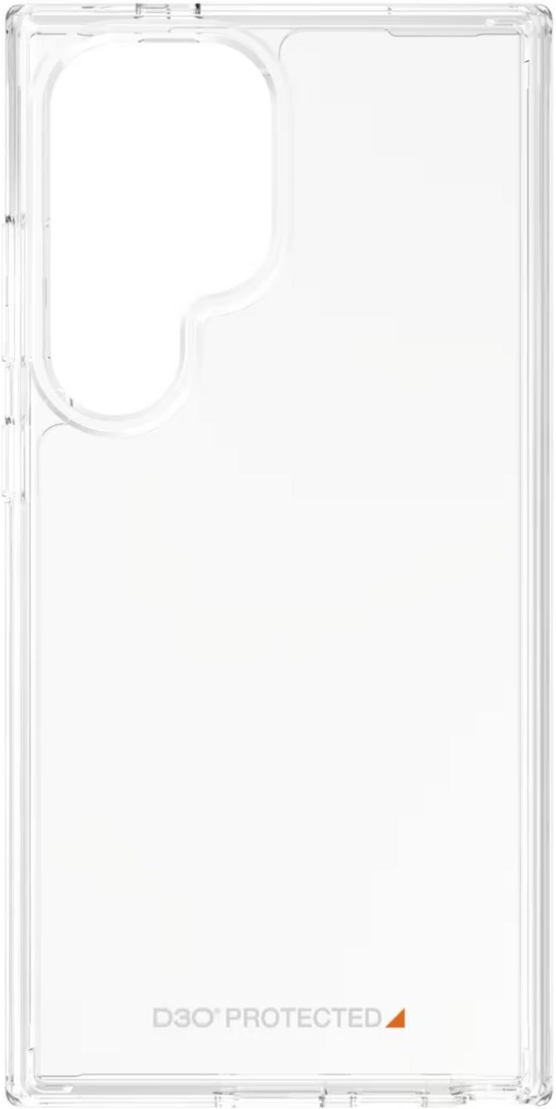 Transparente Handyhülle mit D3O-Schutz unten rechts.