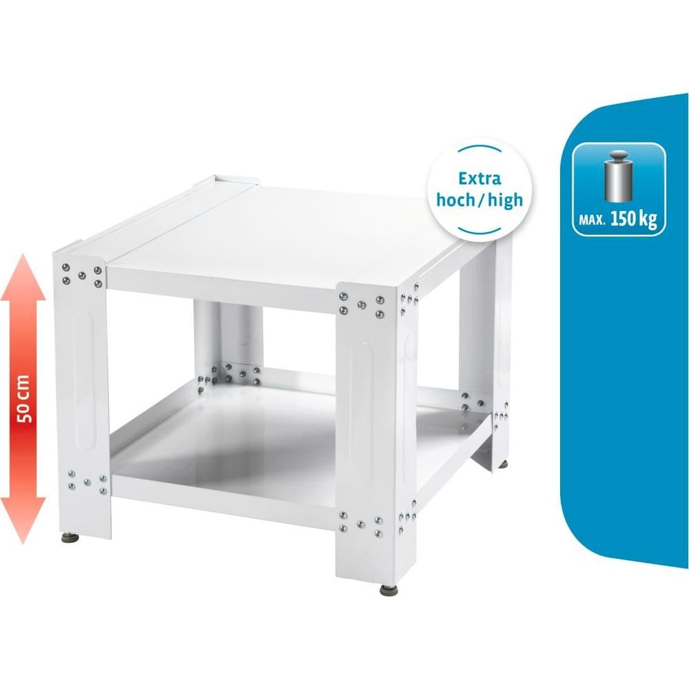 Supporto metallico bianco, alto 50cm, carico max. 150kg.