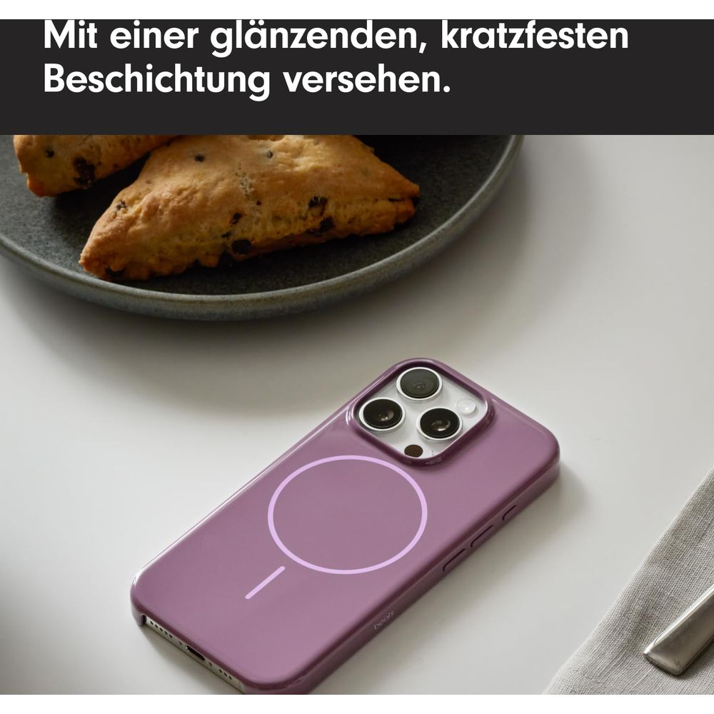 Fioletowe etui na iPhone z pierścieniem magnetycznym i ciasteczkami.