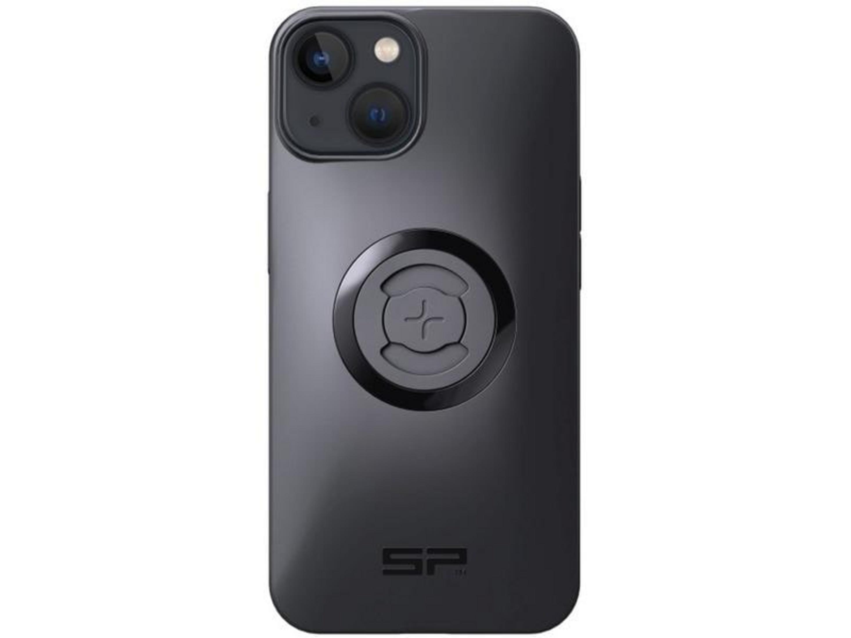 Rückseite eines schwarzen iPhone-Gehäuses mit Kameramodul und SP-Logo.