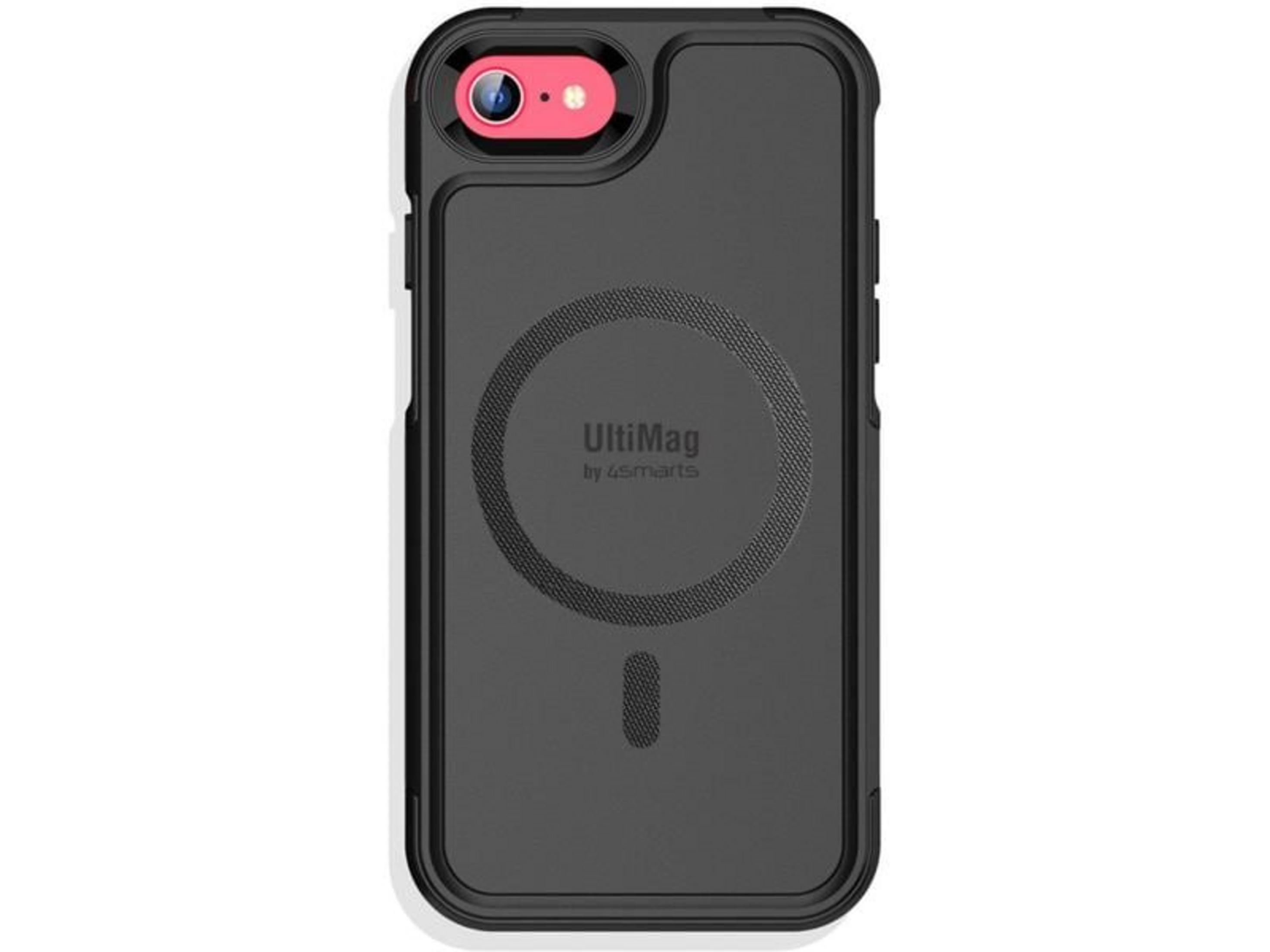 Custodia nera per telefono con cerchio magnetico e logo "UltiMag".
