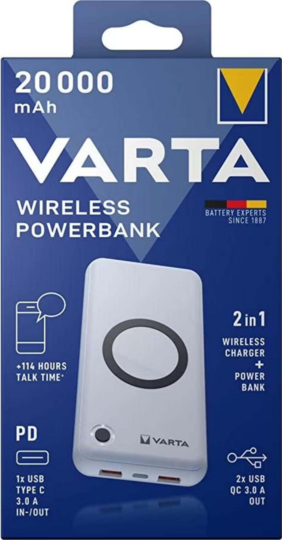 Varta 20000 mAh kabellose Powerbank mit 2-in-1-Ladefunktion.