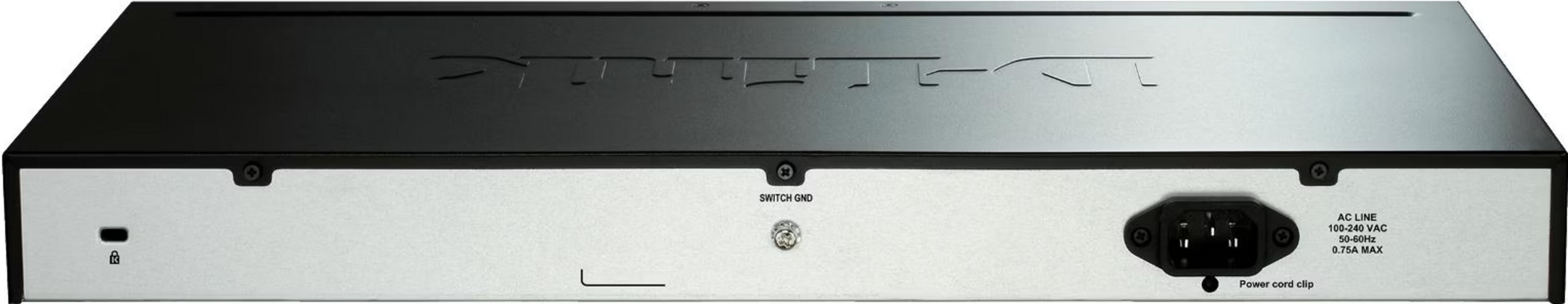 Tył czarnego urządzenia z srebrnym panelem i portami.