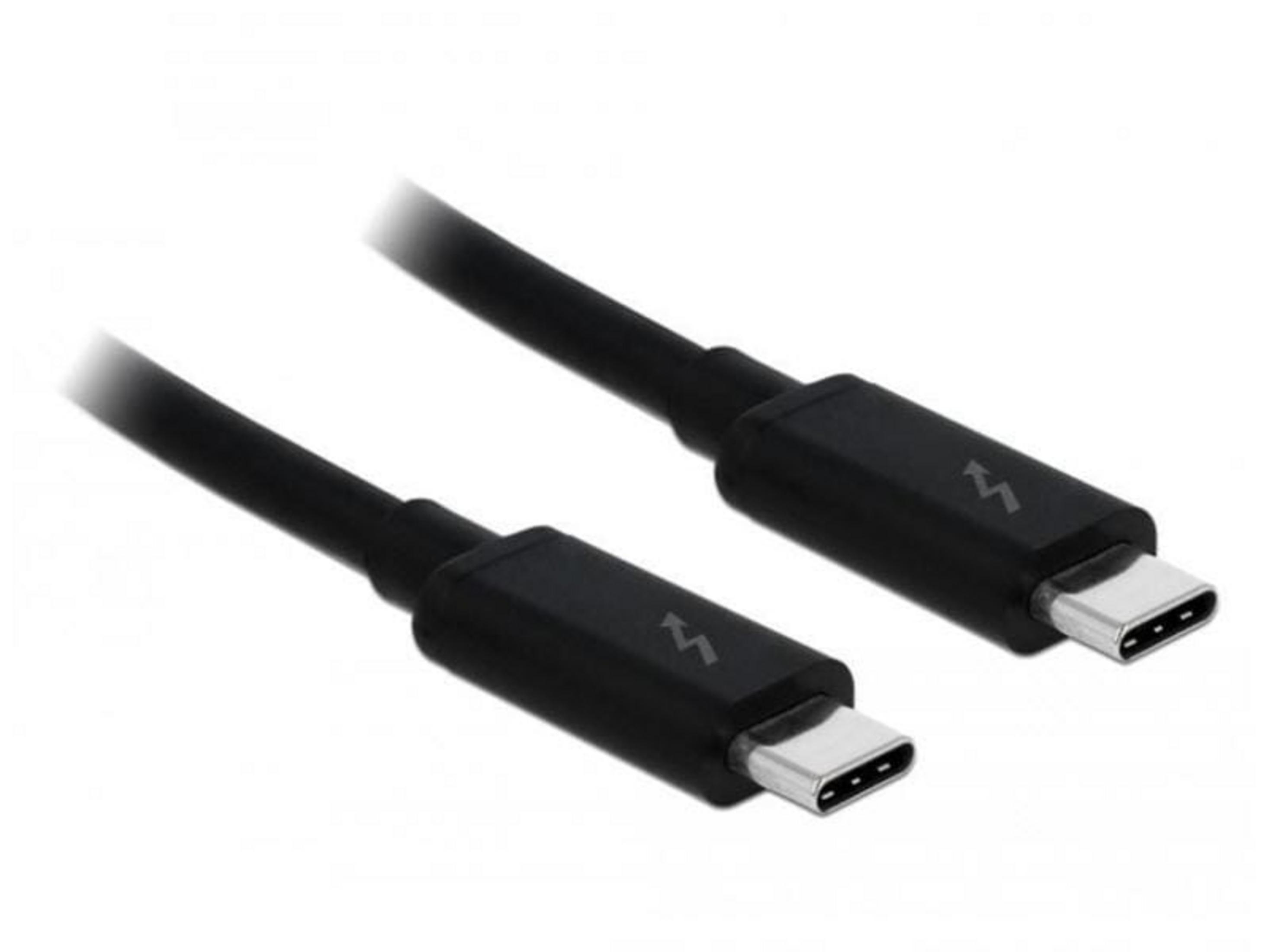 Twee zwarte USB-C kabels op witte achtergrond met zilveren connectoren.