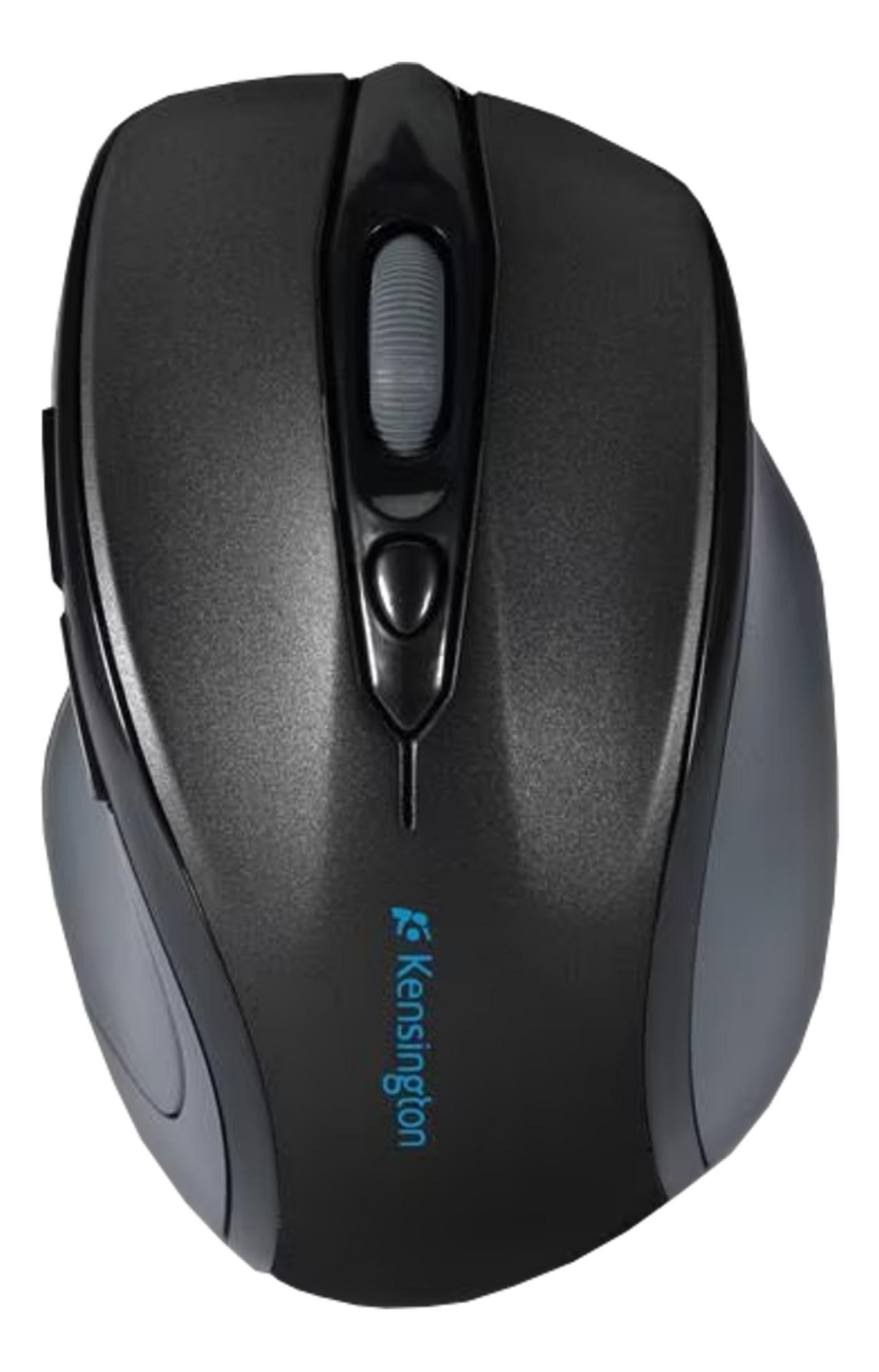 Eine graue und schwarze Kensington-Computermaus mit Rad und Knöpfen.