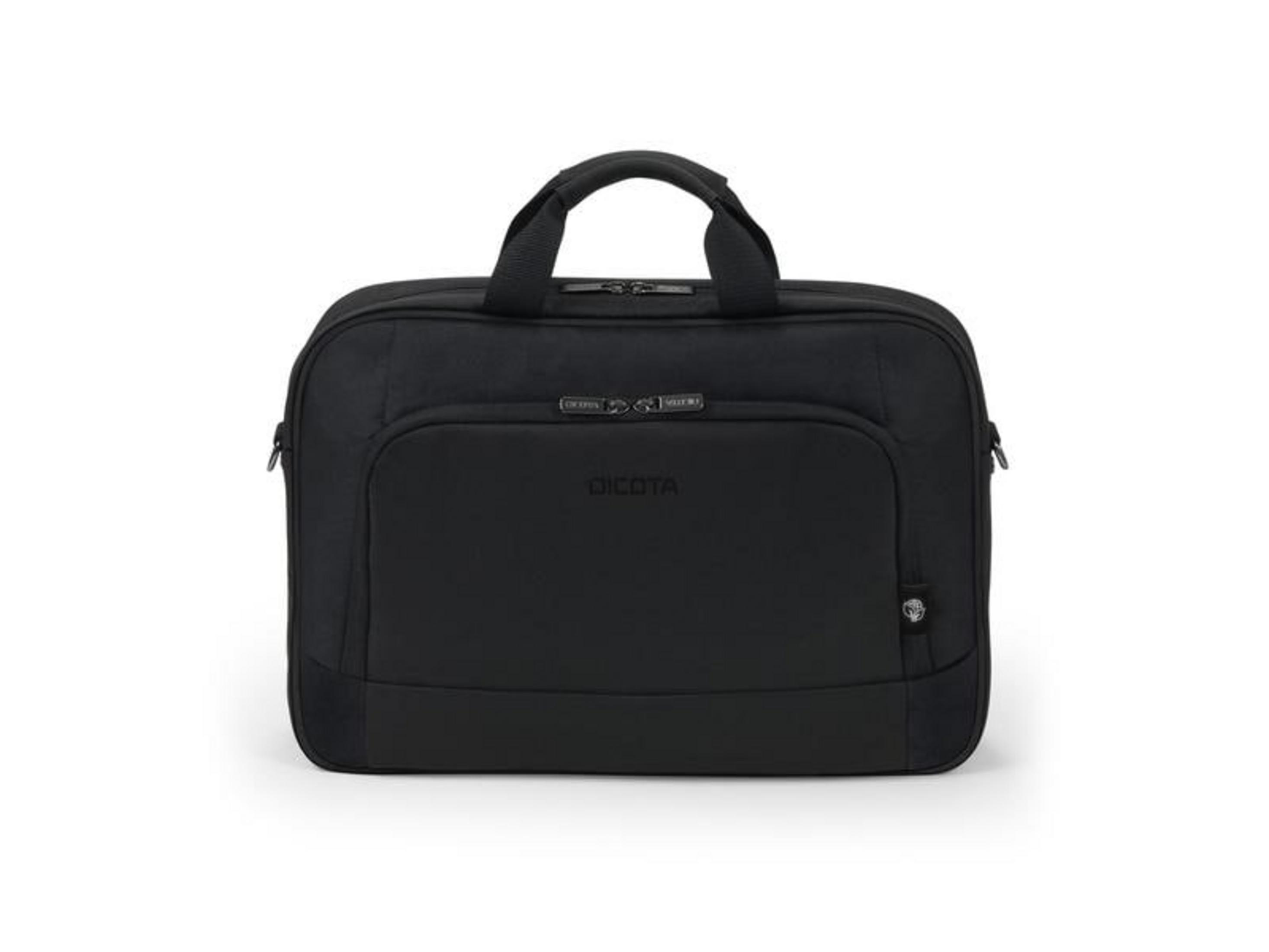 Borsa nera per laptop con manici e tasca con zip. Logo DICOTA sul davanti.