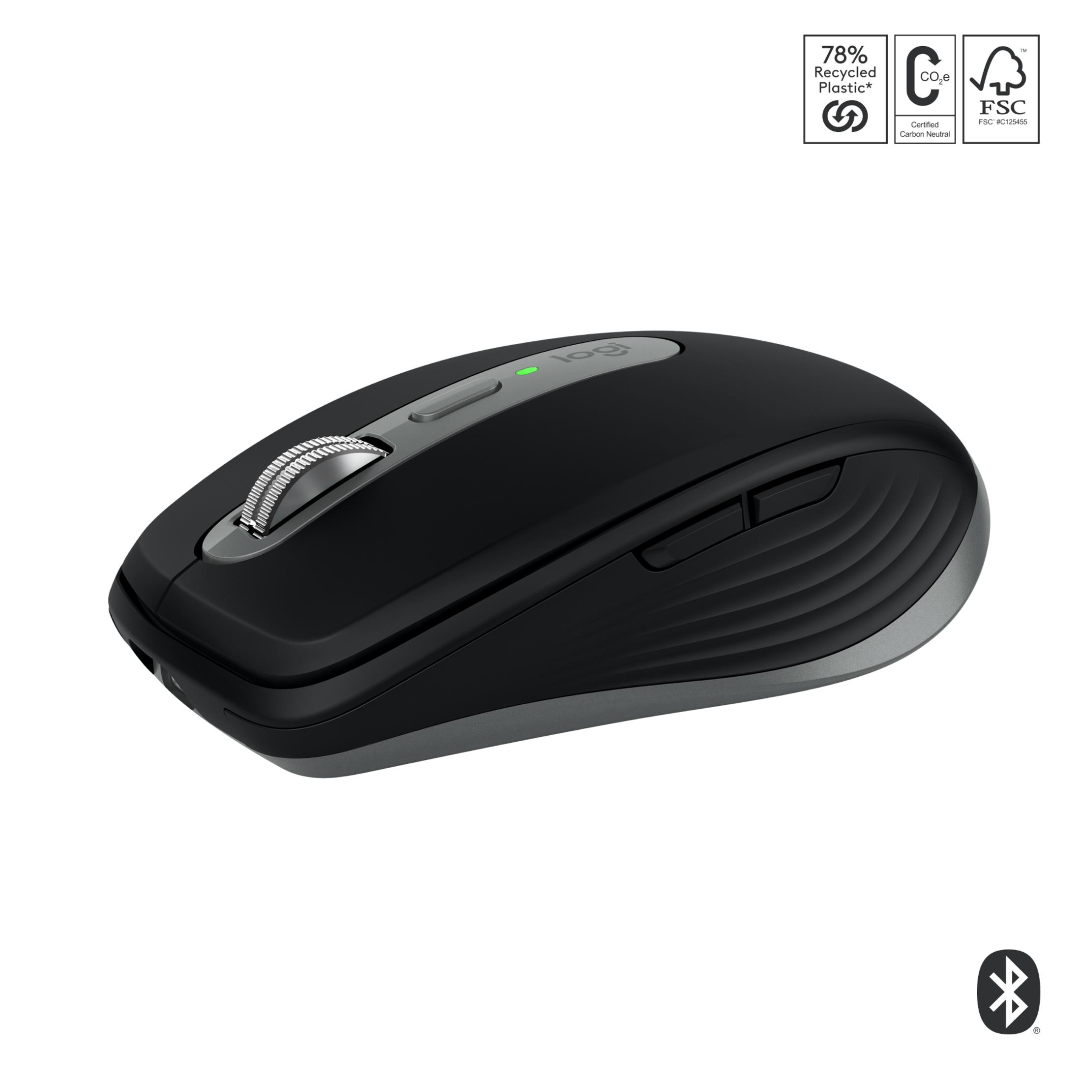 Mouse Logitech nero con rotella di scorrimento argentata e simbolo Bluetooth.