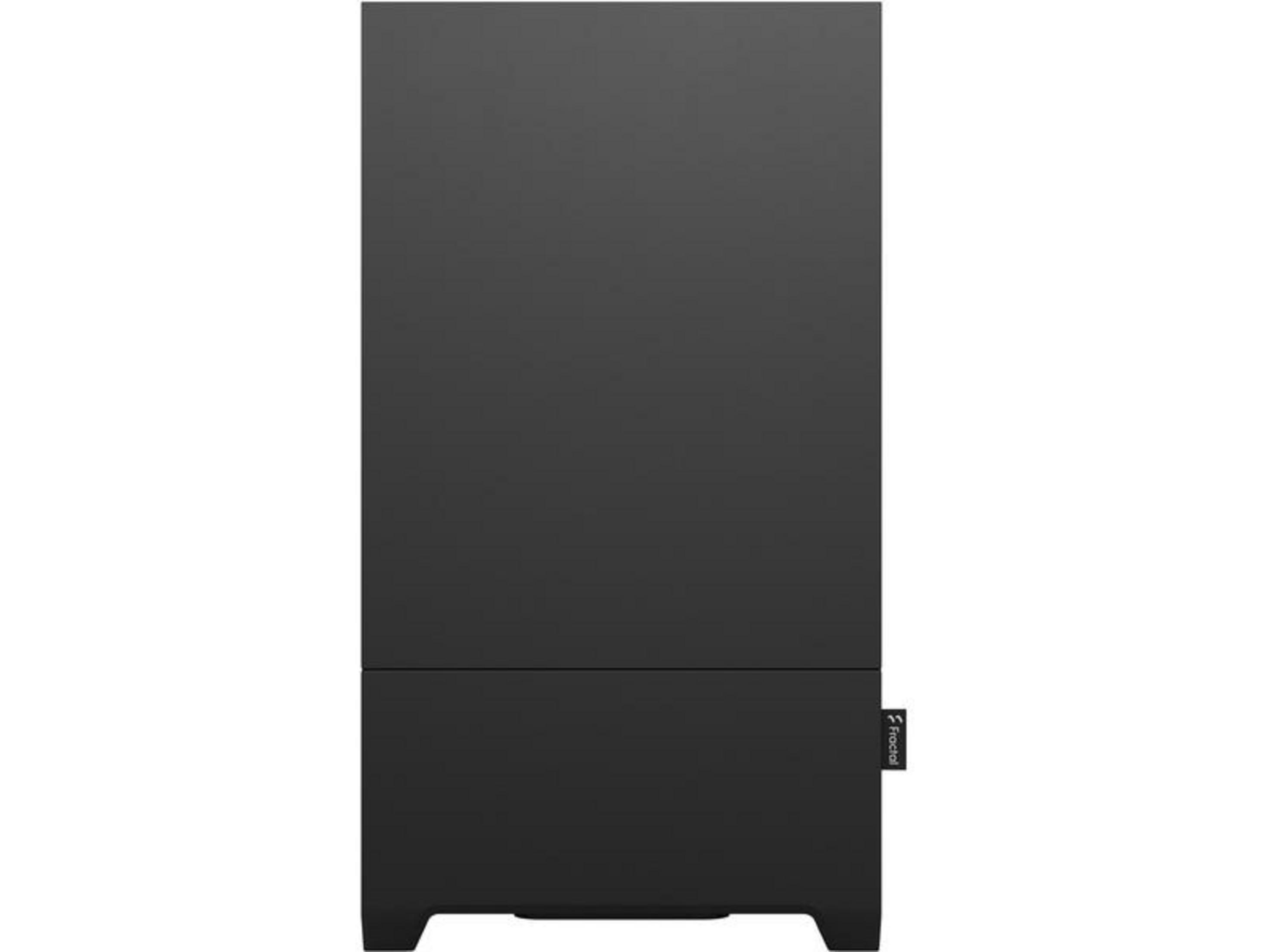 A sleek, black computer tower with a Fractal logo on the right side.