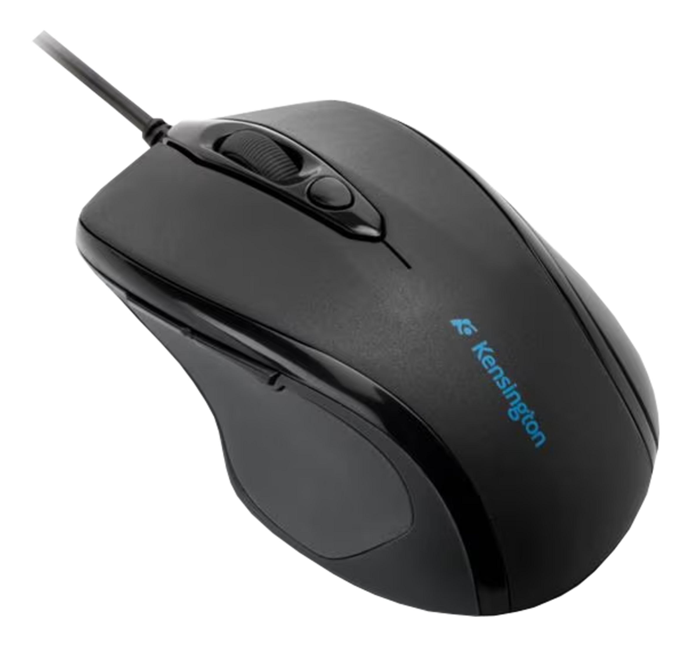 Schwarze Kensington-Computermaus mit Rad und Kabel.
