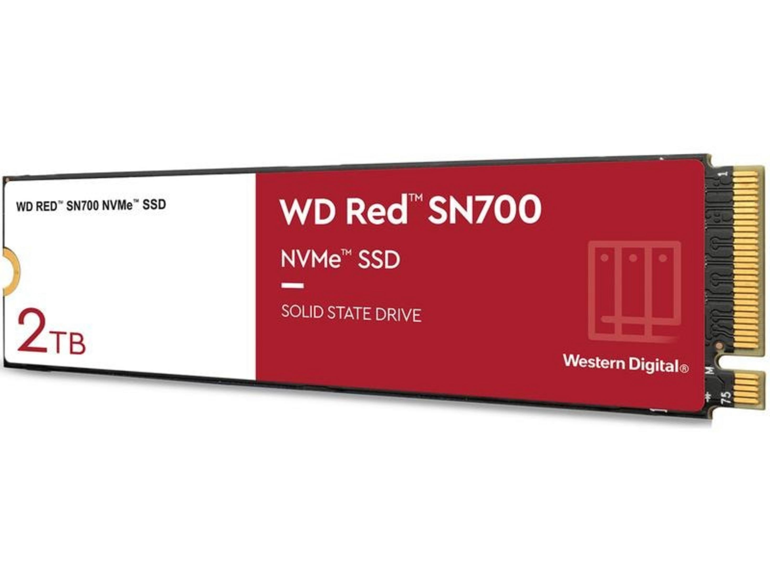 Dysk SSD NVMe WD Red SN700 o pojemności 2TB z czerwoną etykietą.