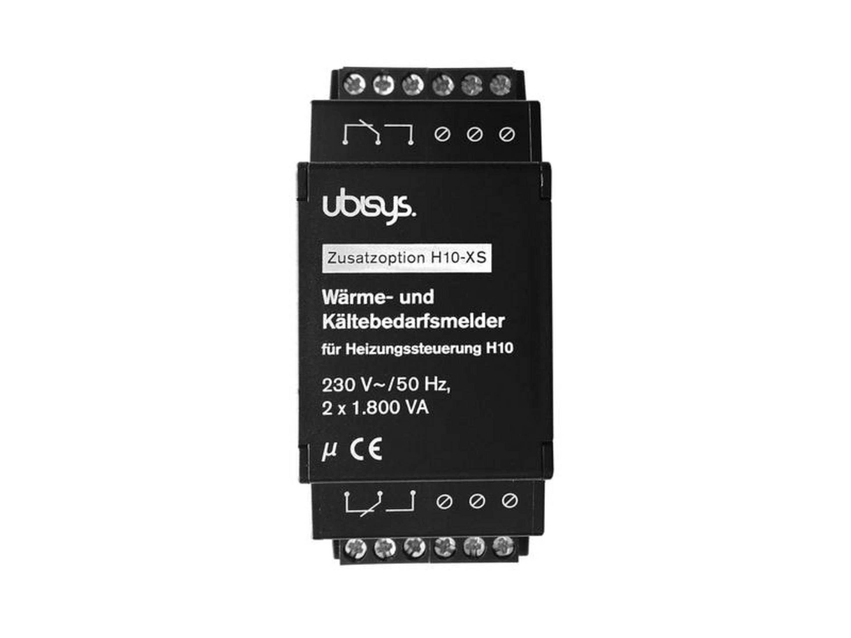 Un module de contrôle de chauffage ubisys H10-XS noir avec étiquetage.
