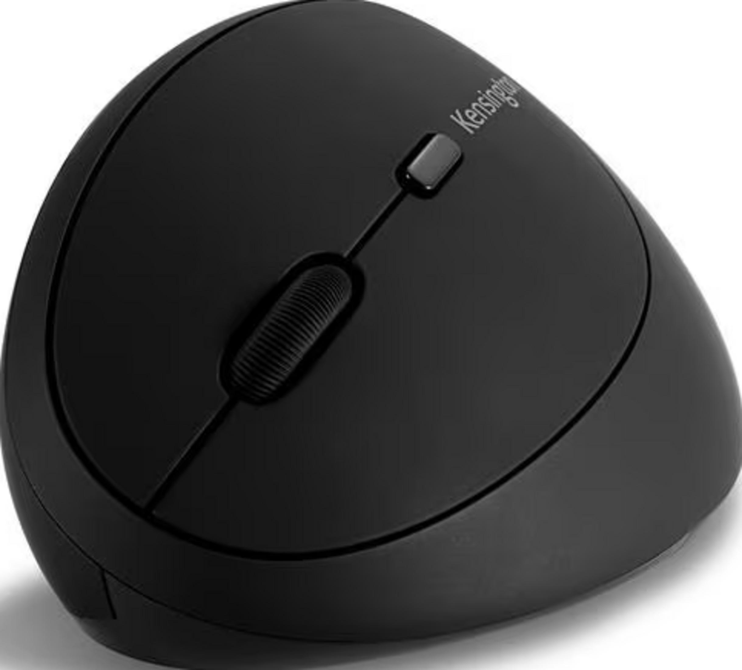 Czarna mysz pionowa z kółkiem przewijania i logo Kensington.