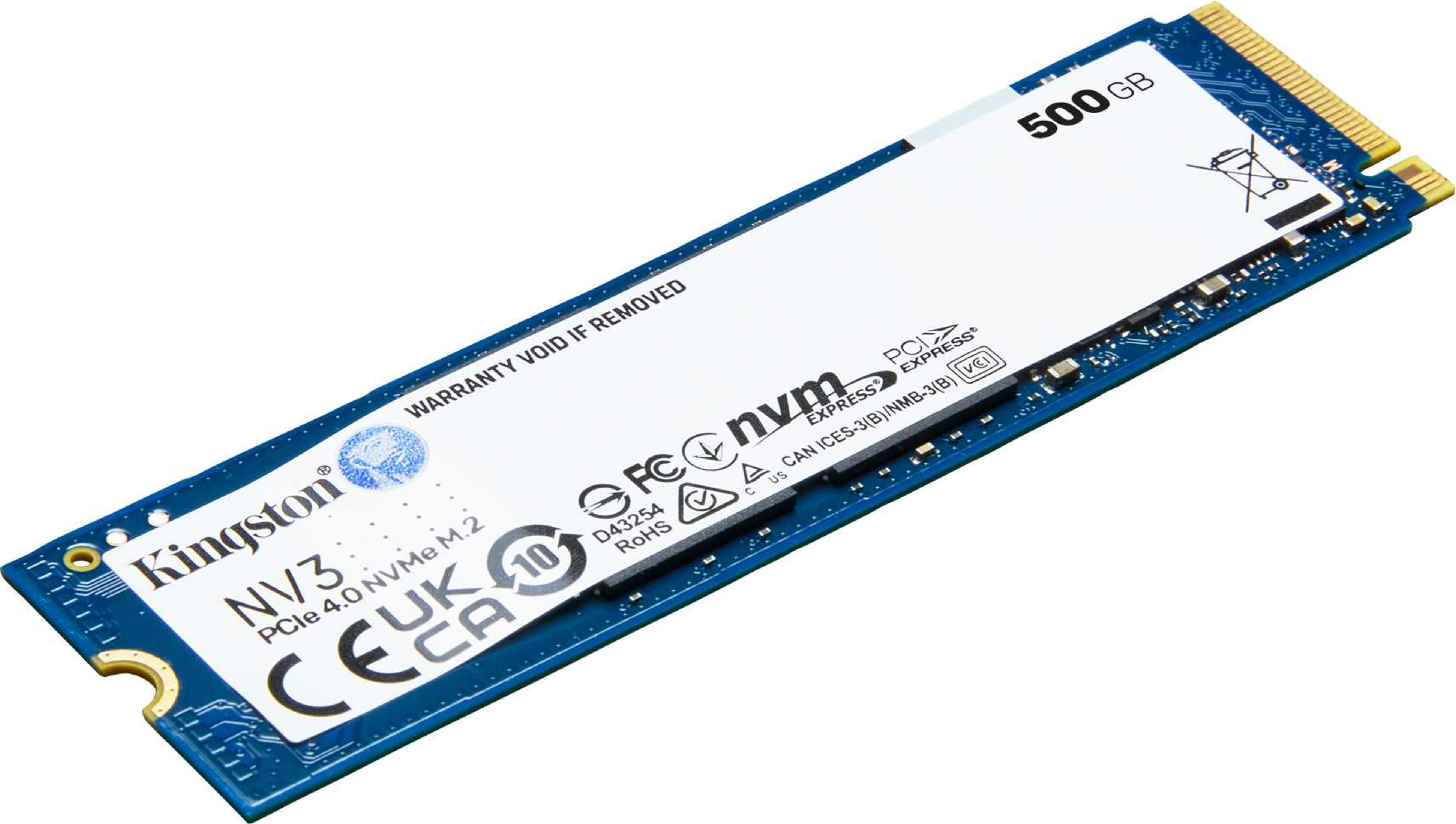 Dysk SSD Kingston NV3 500GB M.2 NVMe z PCIe 4.0. Gwarancja nieważna po usunięciu.